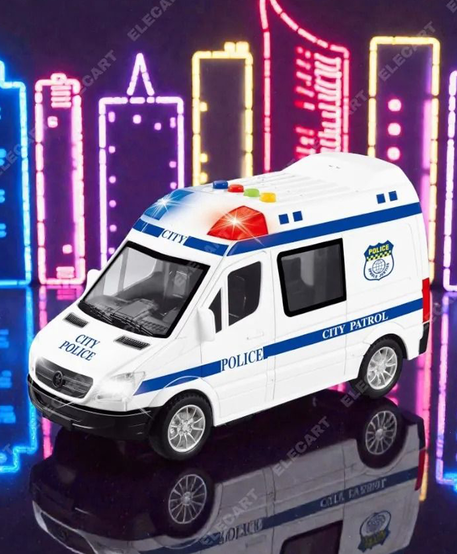 Elecart Police Van Toy for Kids with Light & Siren Sound | Premium City Patrol Friction Power Police Vehicle | Push & Go Rescue Van for Boys & Girls (314 Years-picture-14