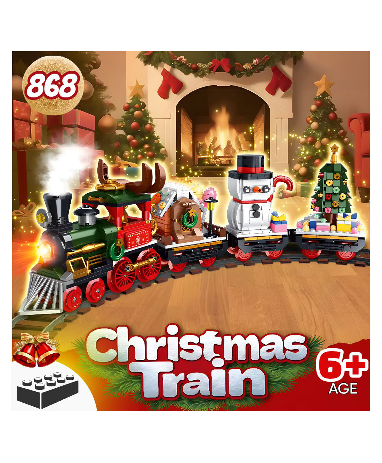 Elecart 868PCS Christmas Train Building Block Set 4-in-1 DIY Luminous Holiday Train for Kids (6+ Years) | LED Light Decoration | Creative Learning Toy | Christmas Gift for Boys & Girls-picture-15
