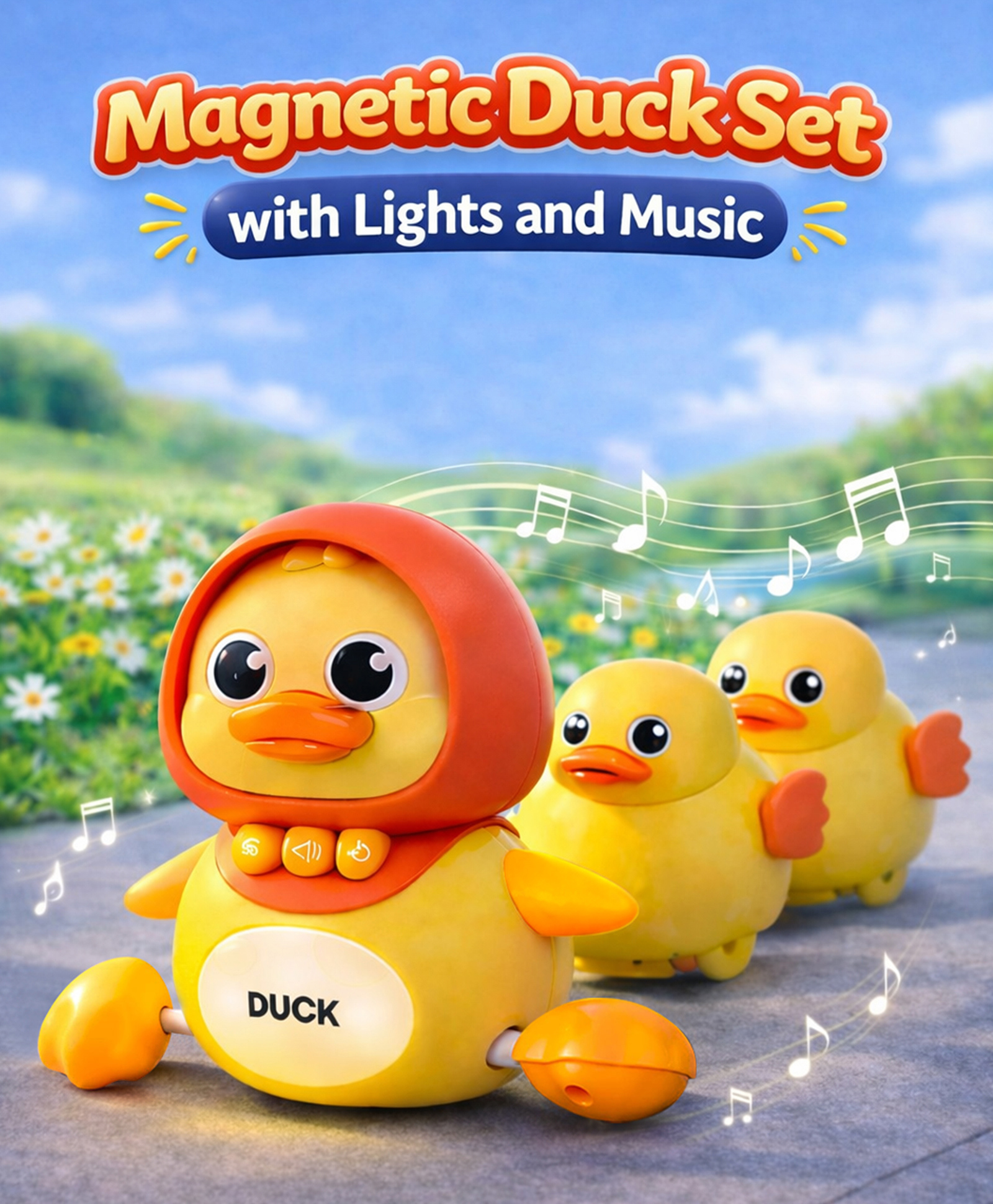 Babyhug Crawling Duck Toy Set with 2 Baby Ducklings Music and LED Lights Dancing Mother Duck Visual & Auditory Development Battery Operated Activity Gift for Infants BPA Free 12 Months+ - Yellow-image-29