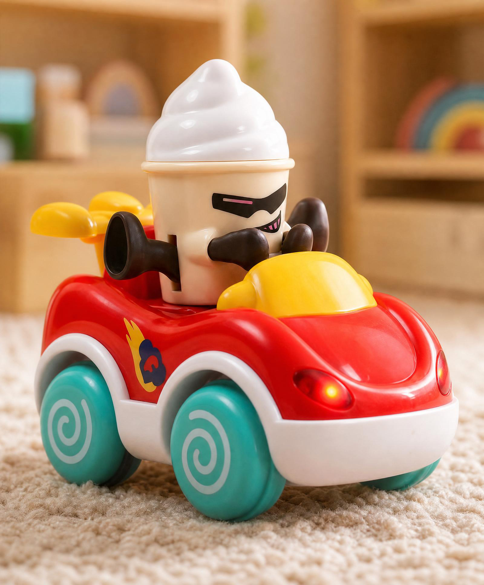 Play Nation Premium Push and Go Musical Funny Food Car Toy Mr Ice Cream Character Vehicle Learning Activity for Imagination Role-playing & Curiosity Develops Hand-Eye Coordination Gift Option 3+ Years-picture-24
