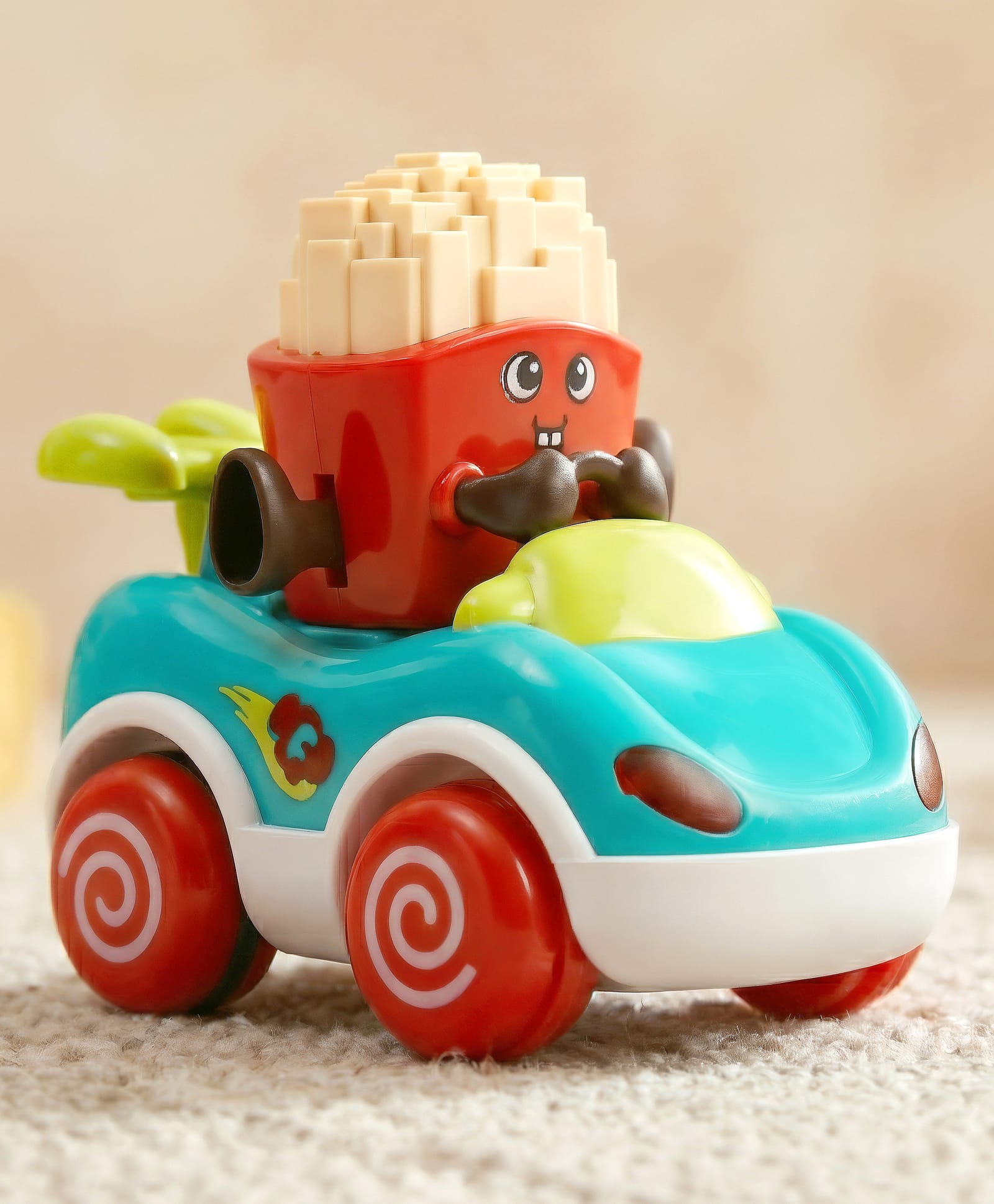 Play Nation Premium Push and Go Musical Funny Food Car Toy Mr Fries Character Vehicle Learning Activity for Imagination, Role-playing & Curiosity Develops Hand-Eye Coordination Gift Option 3+ Years-picture-22
