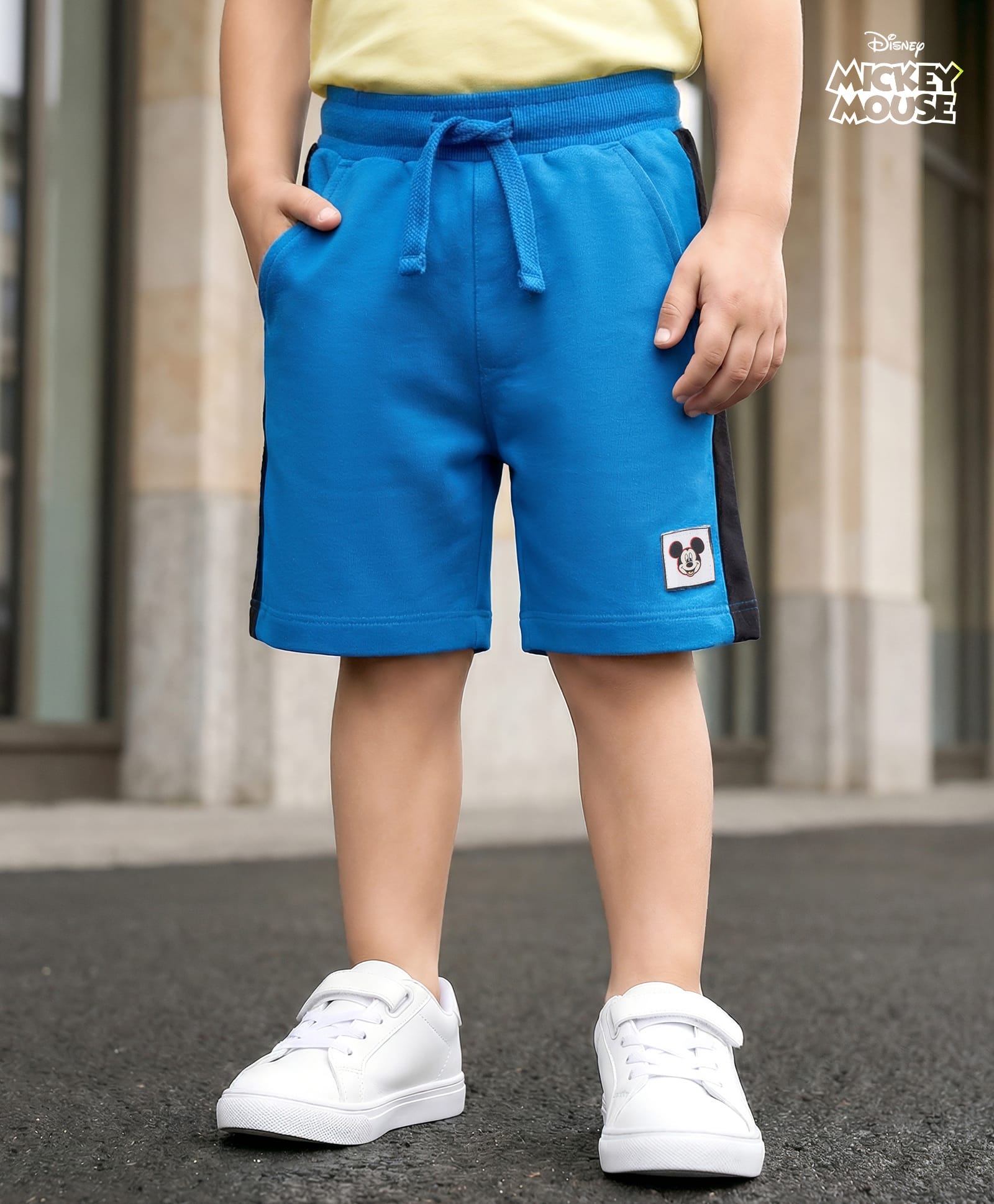 Babyhug Disney Terry Knit Above Knee Length Shorts with Mickey Mouse Graphic - Blue-image-37