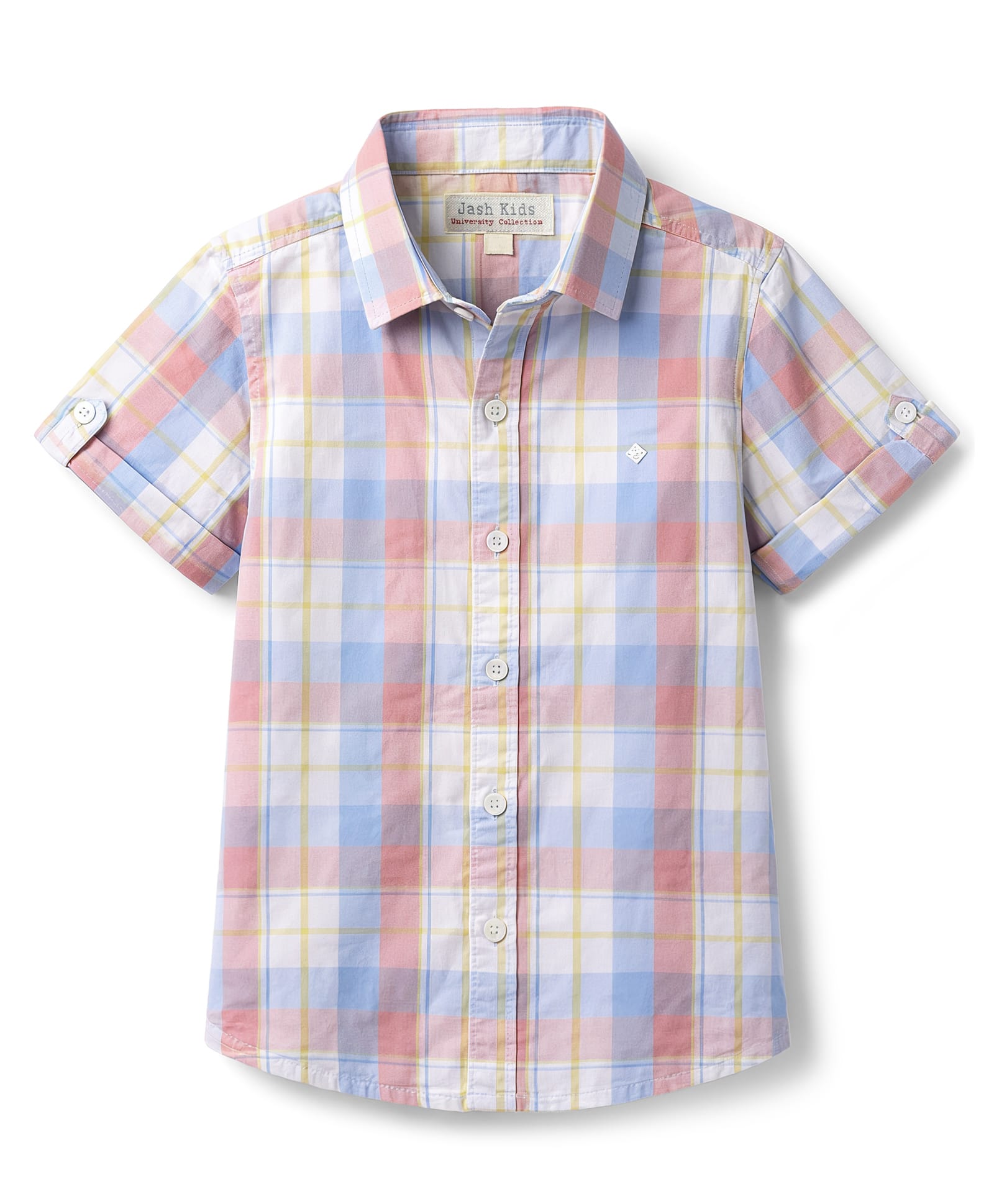 JASH KIDS Cotton Woven Half Sleeves Checks Shirt - Light Blue-image-31