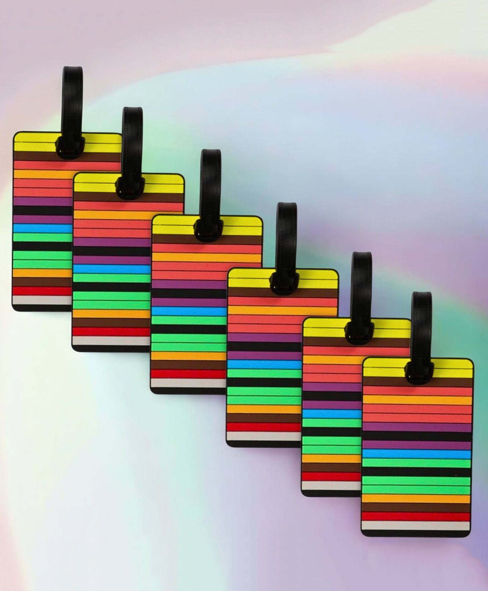 Birthday Popper 6 Pcs Rainbow-Stripes Luggage Tags as Birthday Return Gifts for Boys Fun Colorful Tags for Kids School Bags with Name Label-image-10