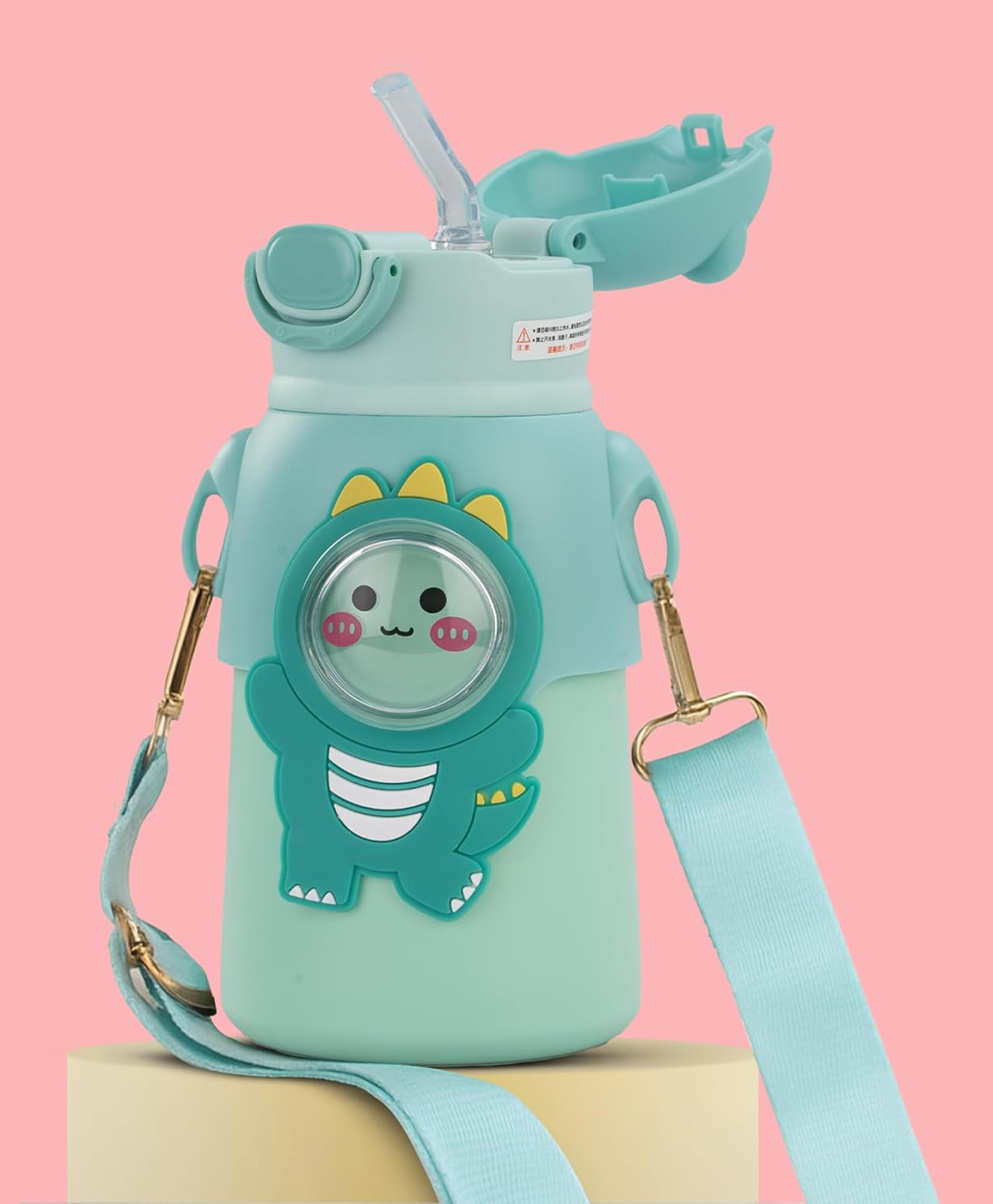 Baybee Premium Cubby Sipper Water Bottle for Kids | BPA Free & Leak Proof Stainless Steel Insulated Drinking Water Bottle | Soft Silicone Straw & Adjustable Strap 6+ Months Babys (520ml,Green Bear)-image-42