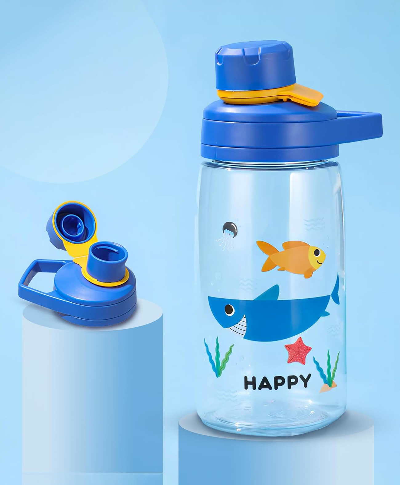 BAYBEE Joy Baby Sipper Water Bottle for Kids | Spill-Proof & BPA Free Safe Sippy Water Bottle 480ml for Kids 6+ Months | Drinking Training Sipper Bottle for School Kids & Toddlers, Boys Girls (Blue)-image-34