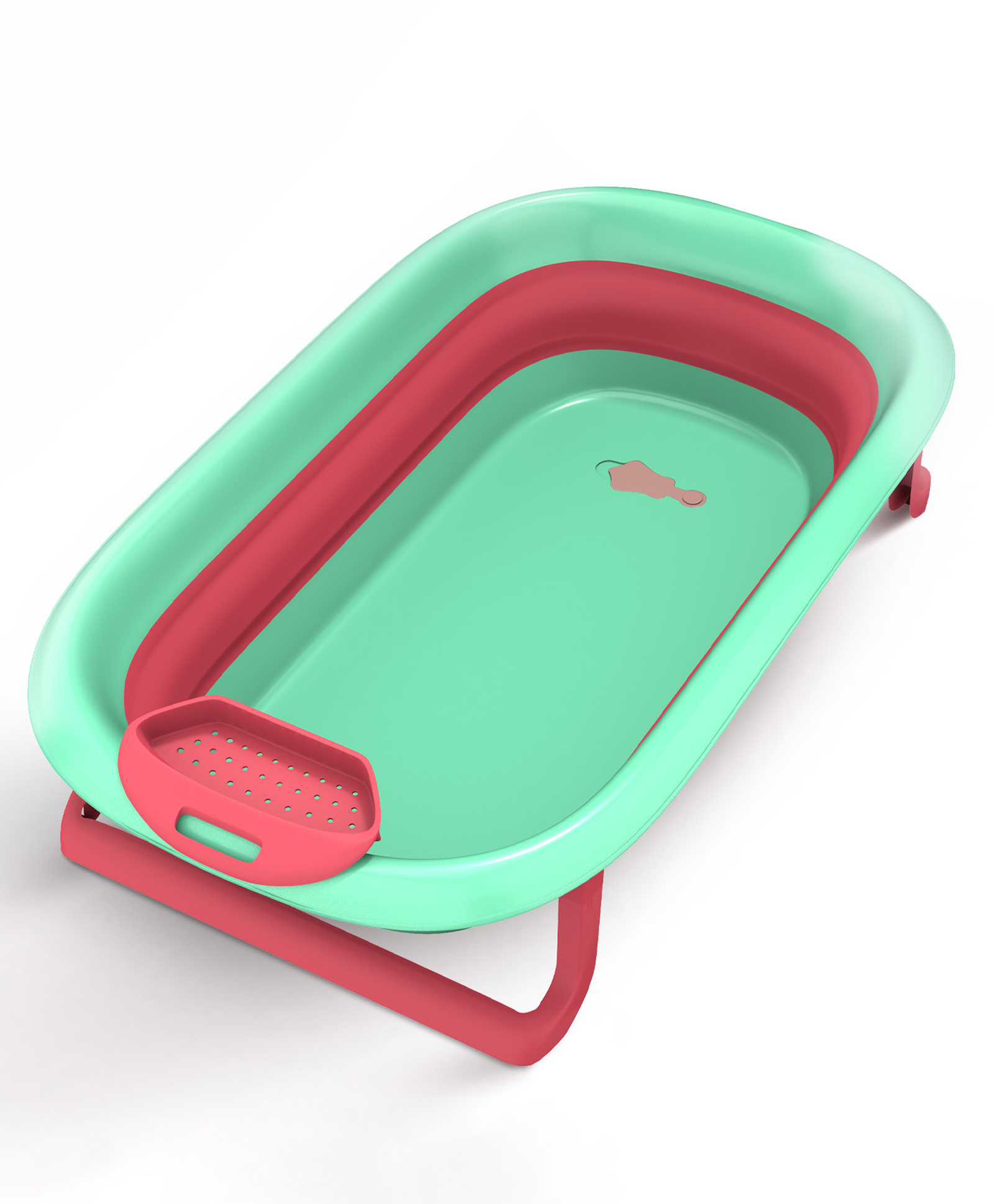 StarAndDaisy Bath Tub for Baby, Foldable Bathtub for Kids with Space Saving, Newborn Baby Folding Bathing Tub Girls & Boys with Soap Tray, Easy to Store-Green-Red-picture-26