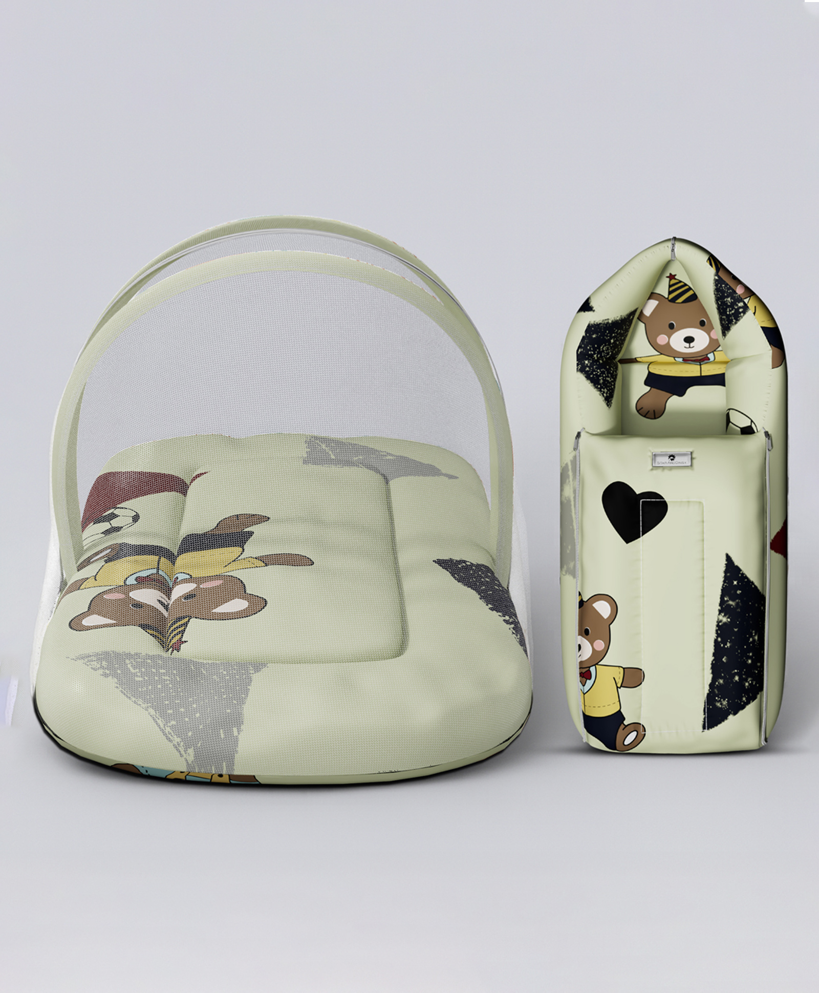 StarAndDaisy 2-in-1 Baby Sleeping Bag with Mosquito Net for Newborn Soft, Breathable Cotton Sleeping Sack Cum Wrapper Foldable Bag for Baby Protection Infant-Teddy Print-picture-26