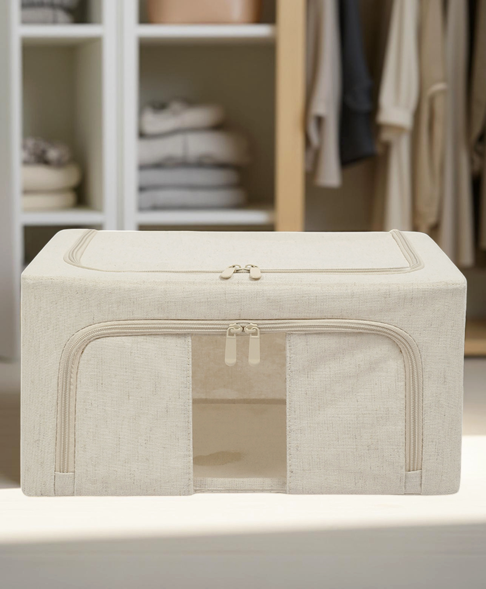 STOR 22L Collapsible Cotton Hemp Storage Bin | Compact Organizer for Closets & Shelves | Off-White-image-29