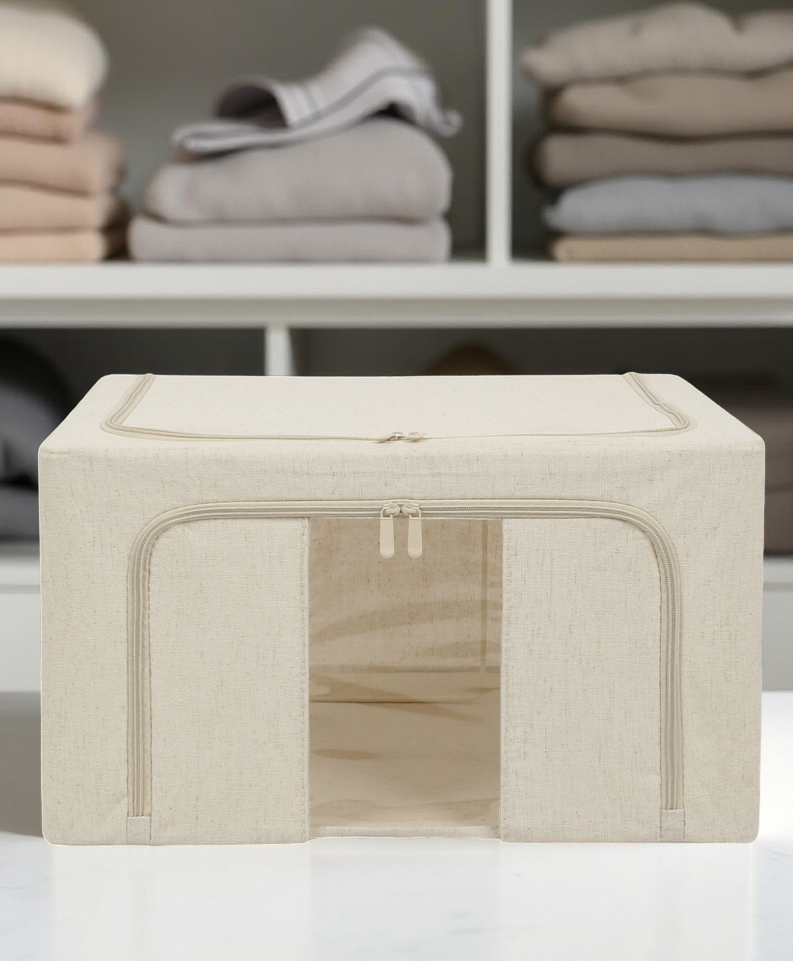 STOR 36L Collapsible Cotton Hemp Storage Bin | Compact Organizer for Closets & Shelves | Off-White-image-23