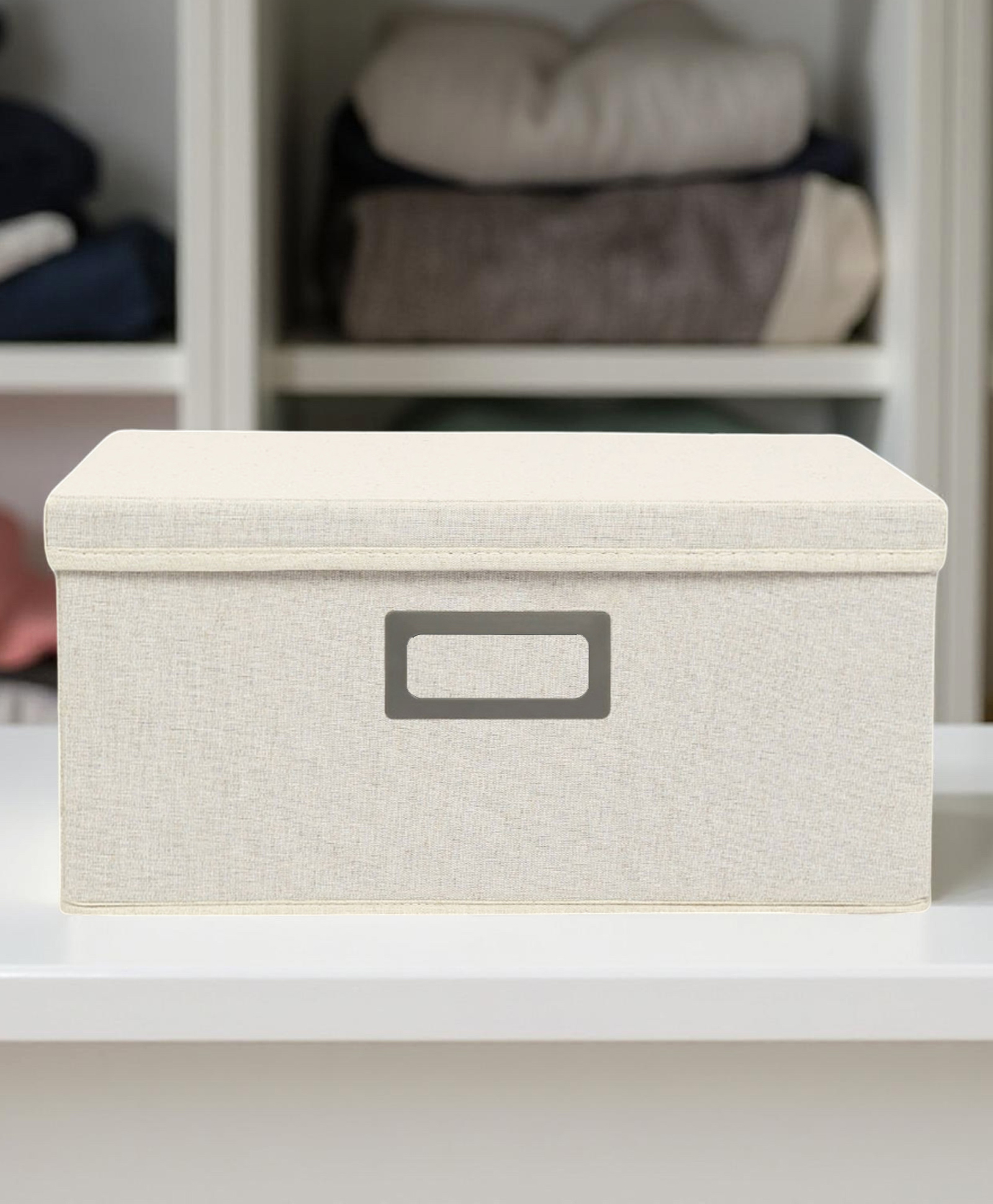 STOR Cotton-Hemp Foldable Storage Box 13.5L | Breathable, Dustproof Organizer for Home | Off-White-image-10