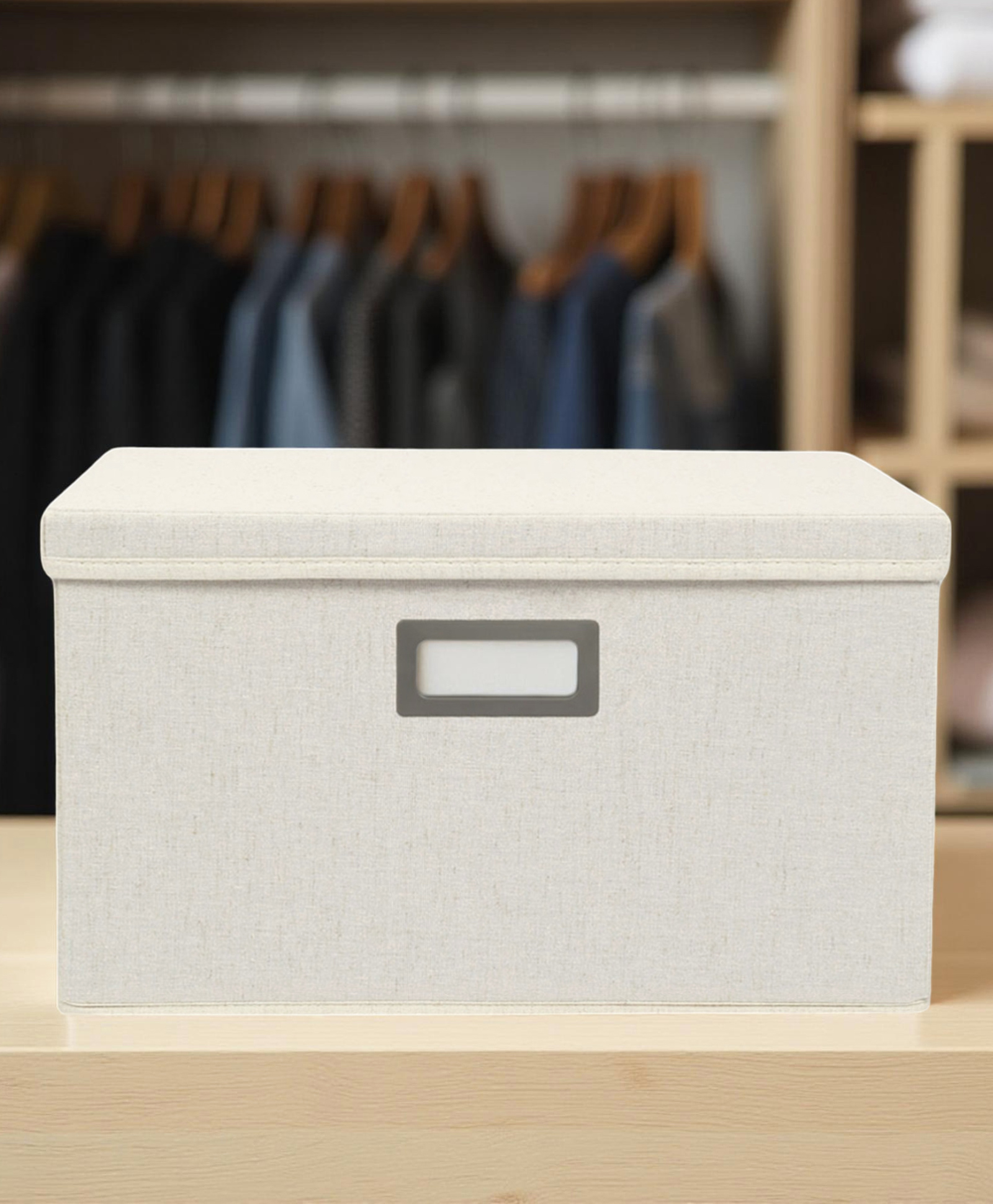 STOR Cotton-Hemp Foldable Storage Box 38.5L | Breathable, Dustproof Organizer for Home | Off-White-image-11