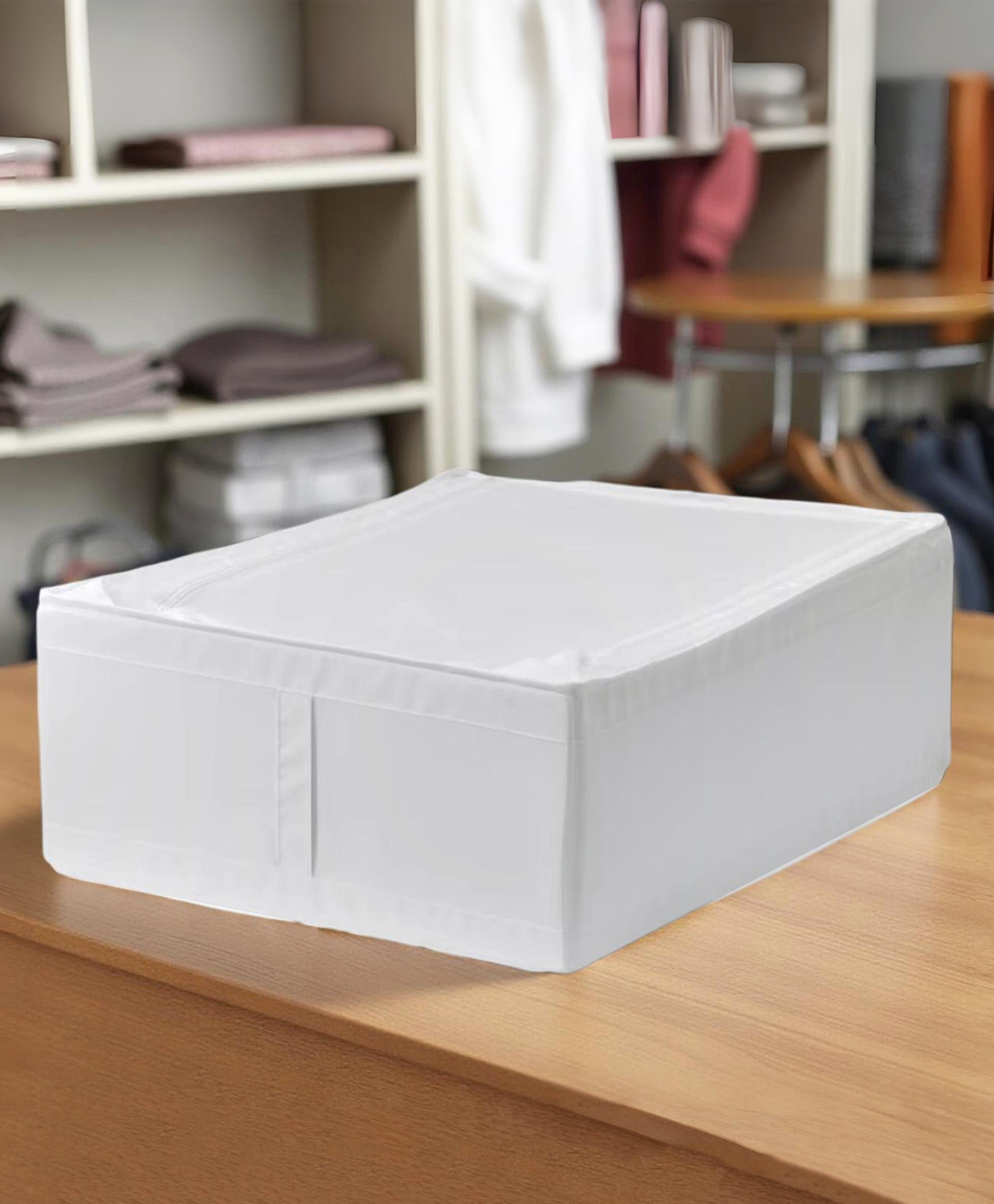 STOR Polyester Storage Organizer | Zip Lid, Foldable & Washable | Space-Saving for Closet & Under-Bed | White-picture-10