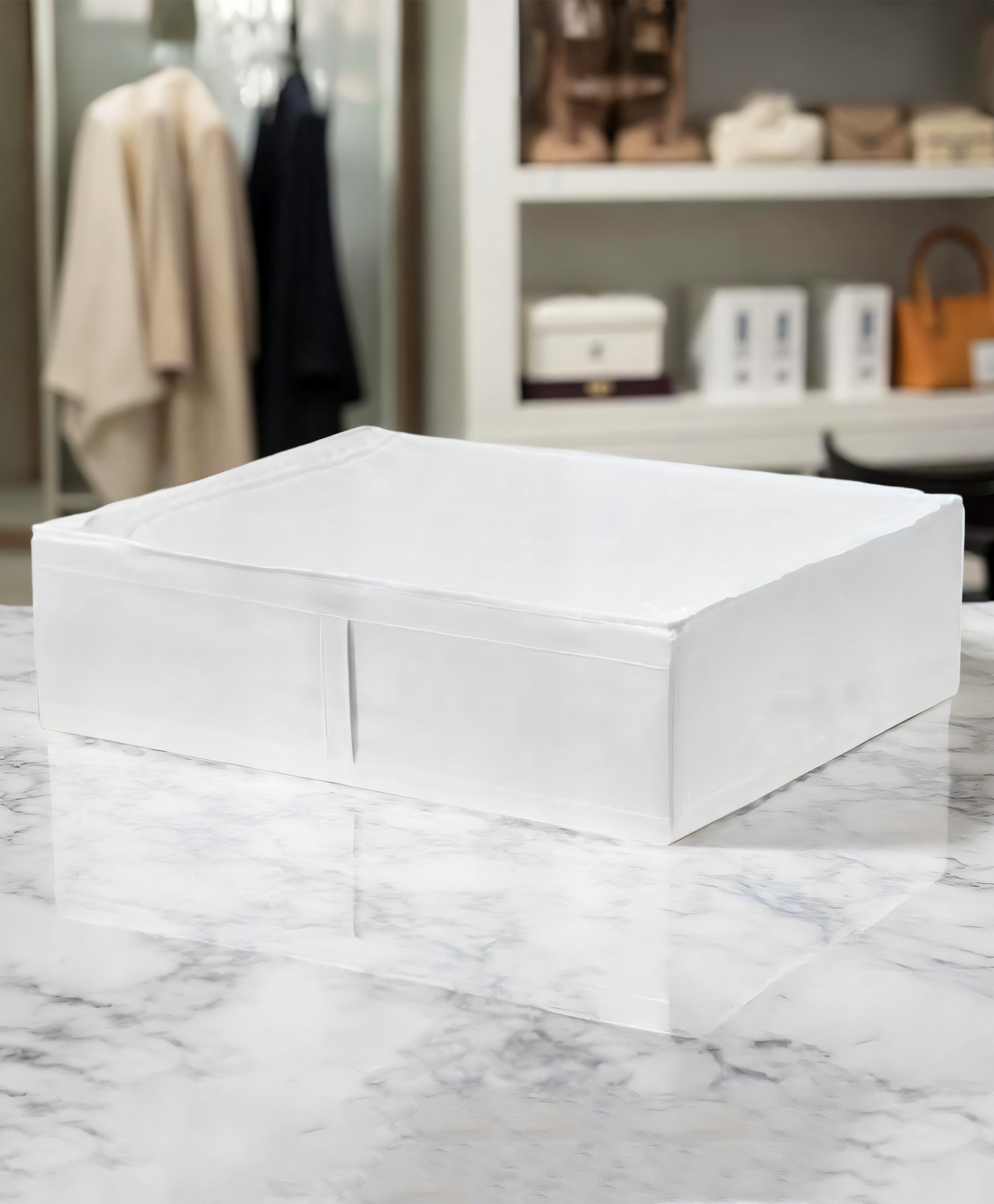 STOR Polyester Storage Organizer | Zip Lid, Foldable & Washable | Space-Saving for Closet & Under-Bed | White-picture-25