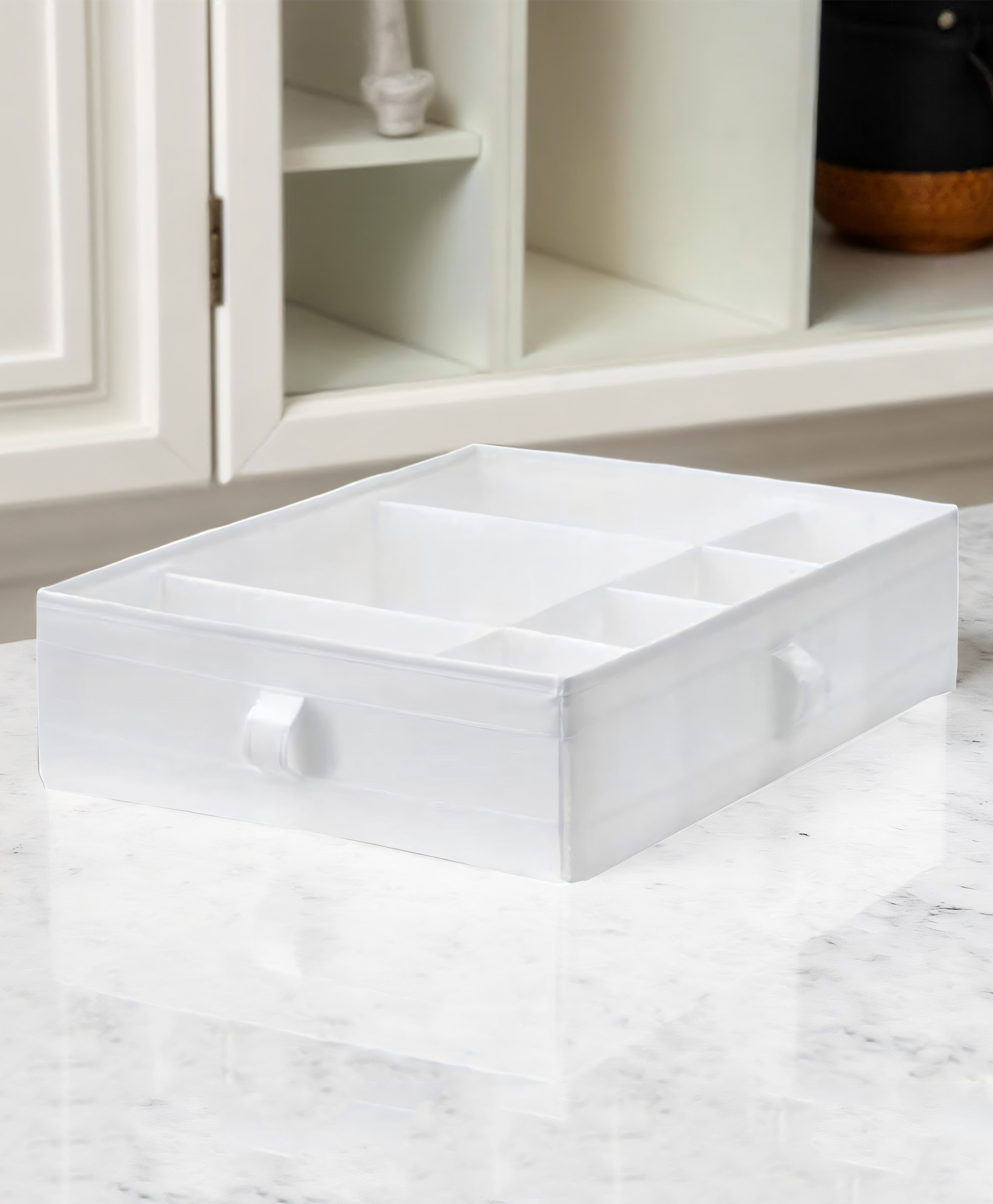 STOR Polyester Storage Organizer | Multi-Compartment, Foldable & Washable | Wardrobes, Drawers & Shelves | White-picture-27