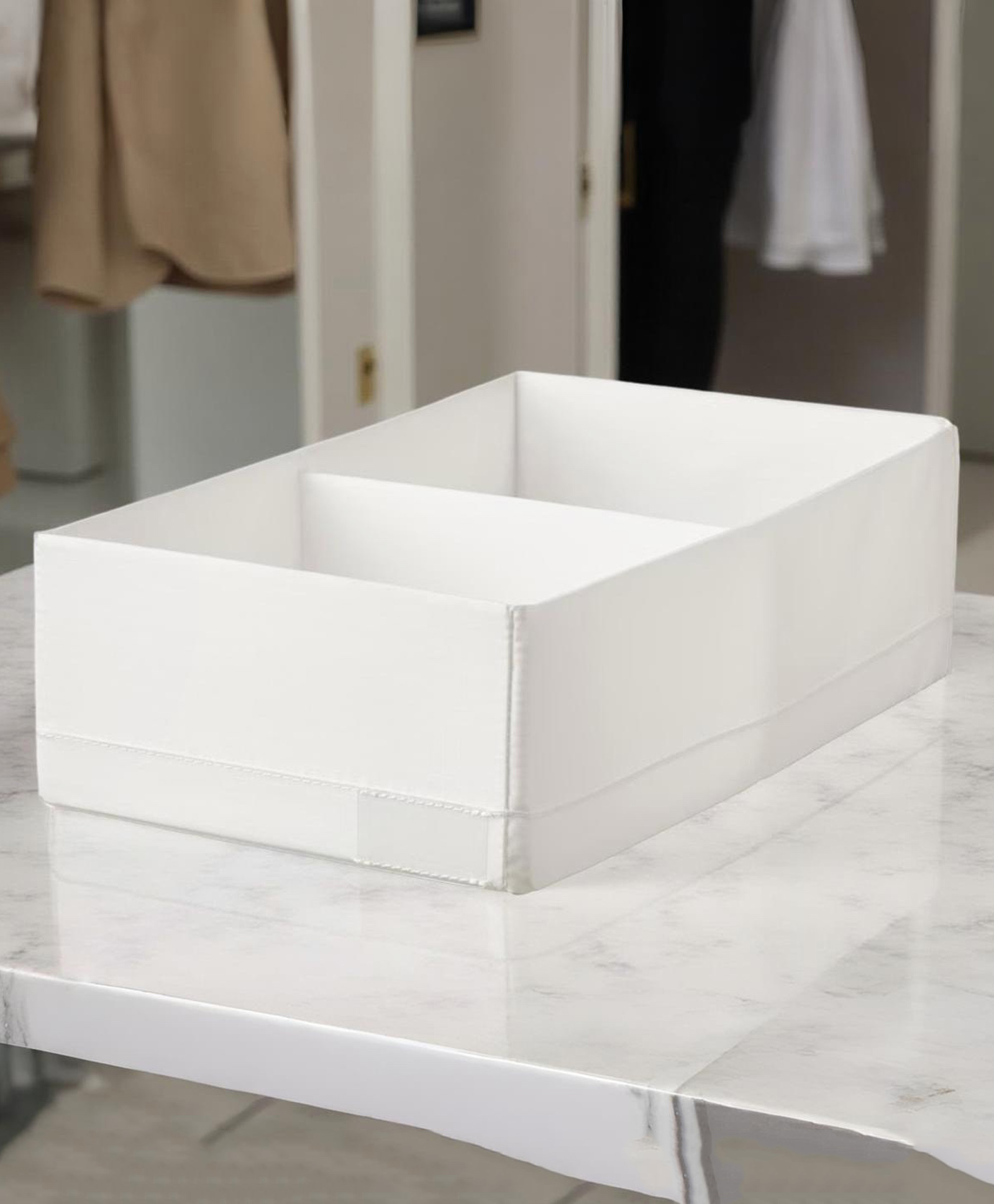 STOR Polyester Storage Organizer | Multi-Compartment, Foldable & Washable | Wardrobes, Drawers & Shelves | White-picture-30