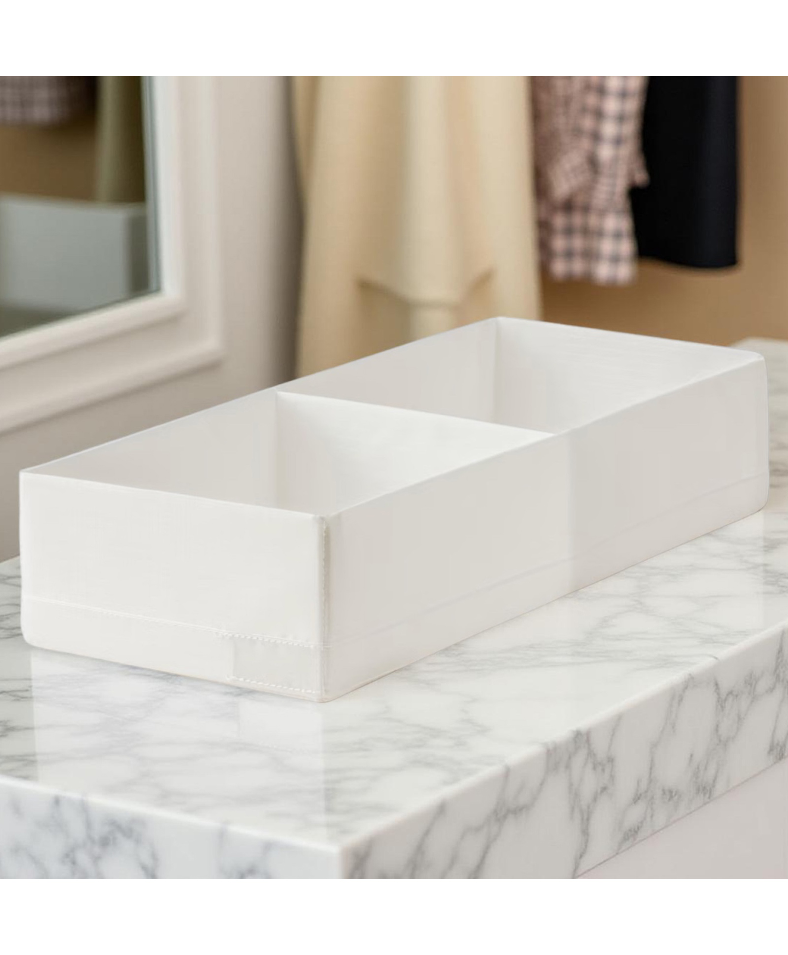STOR Polyester Storage Organizer | Multi-Compartment, Foldable & Washable | Wardrobes, Drawers & Shelves | White-picture-19