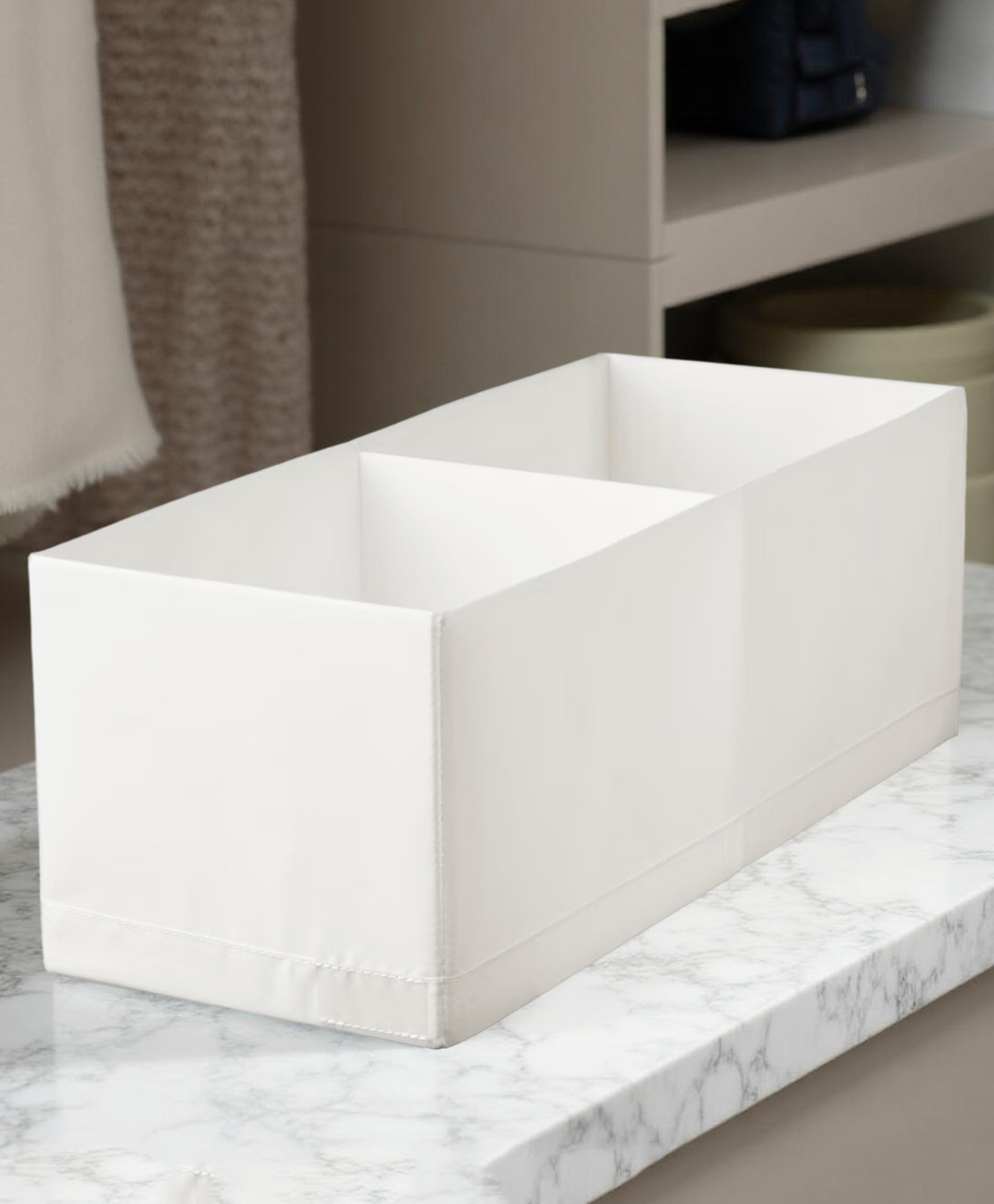 STOR Polyester Storage Organizer | Multi-Compartment, Foldable & Washable | Wardrobes, Drawers & Shelves | White-picture-31