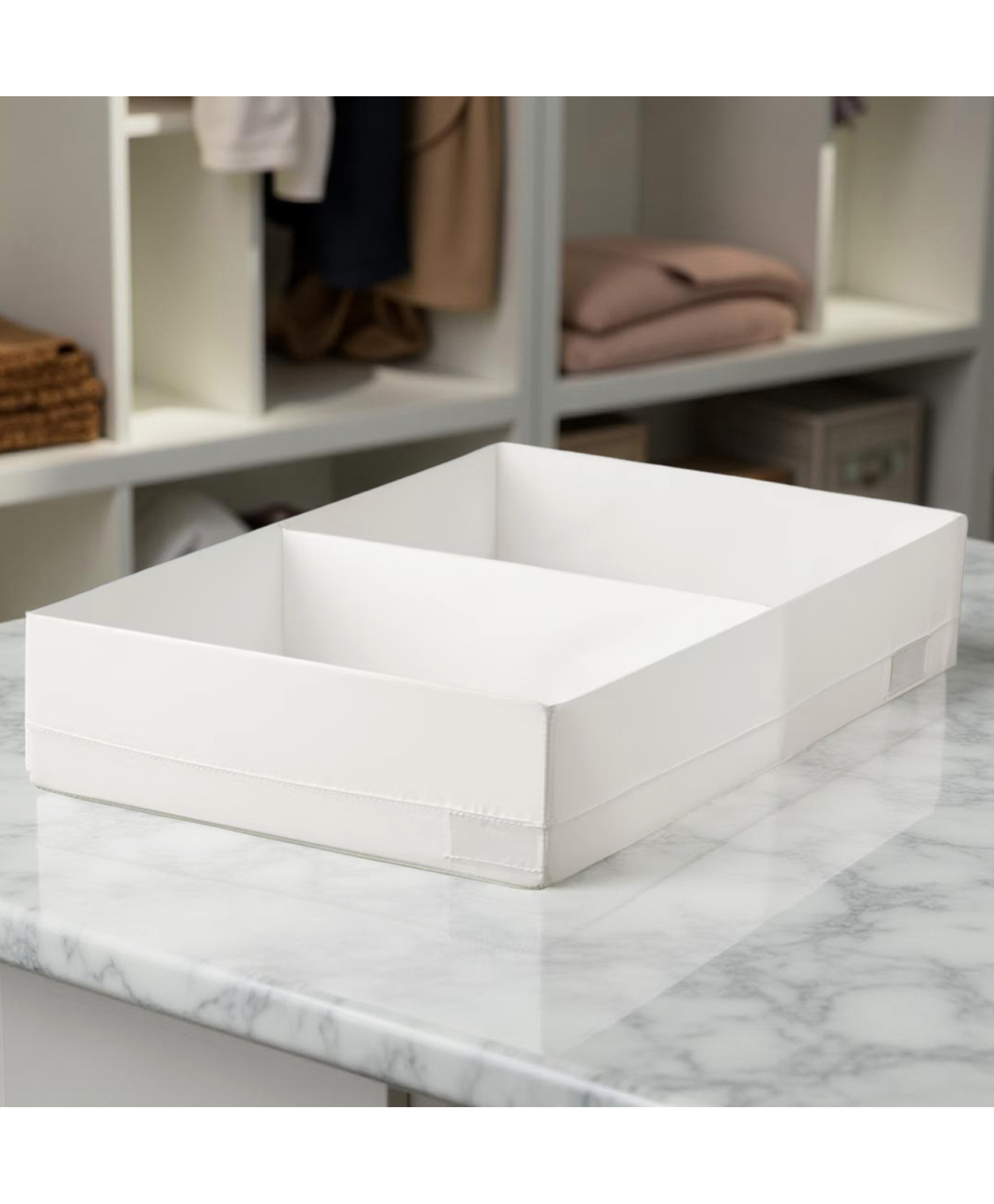 STOR Polyester Storage Organizer | Multi-Compartment, Foldable & Washable | Wardrobes, Drawers & Shelves | White-picture-24