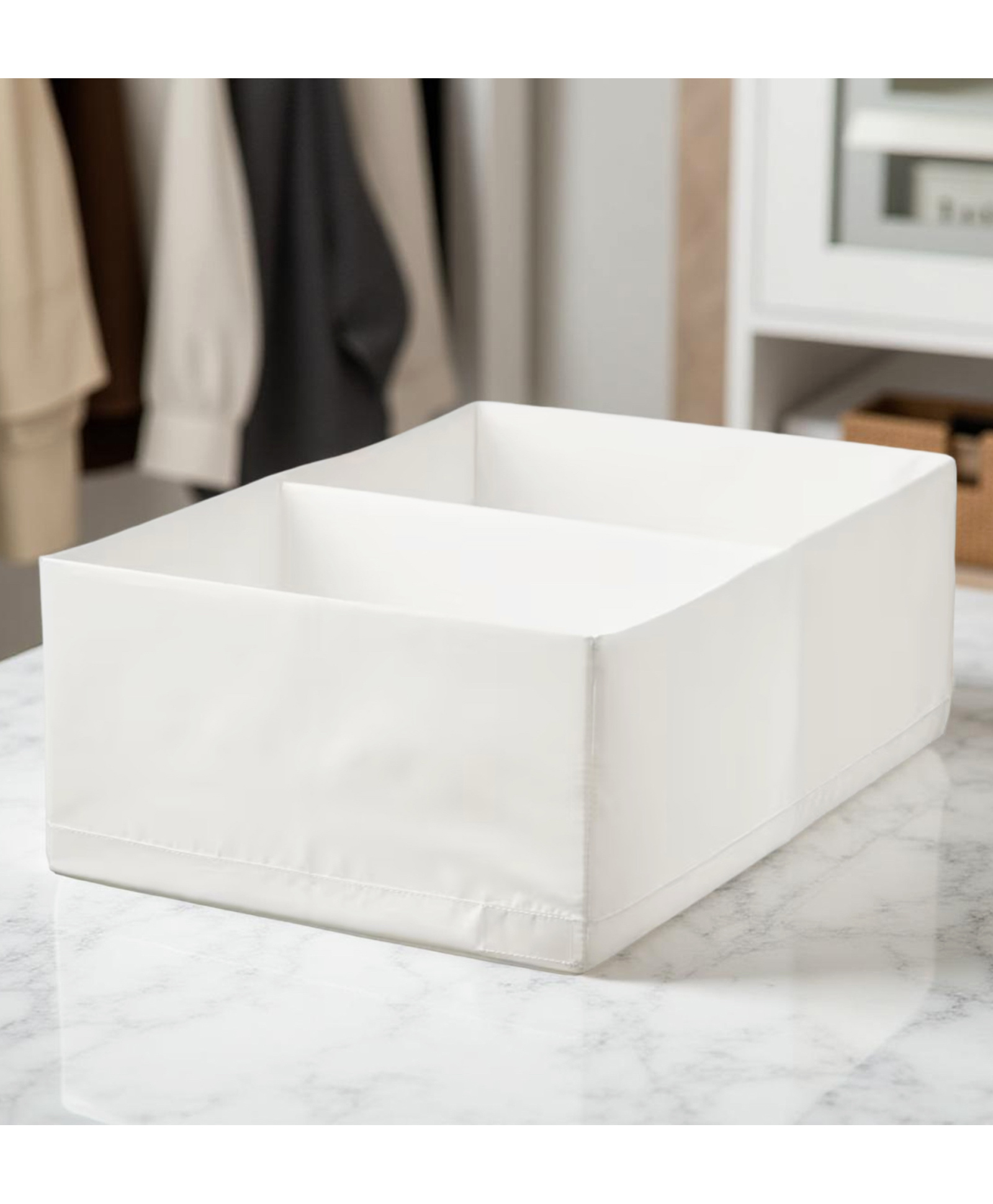 STOR Polyester Storage Organizer | Multi-Compartment, Foldable & Washable | Wardrobes, Drawers & Shelves | White-picture-23