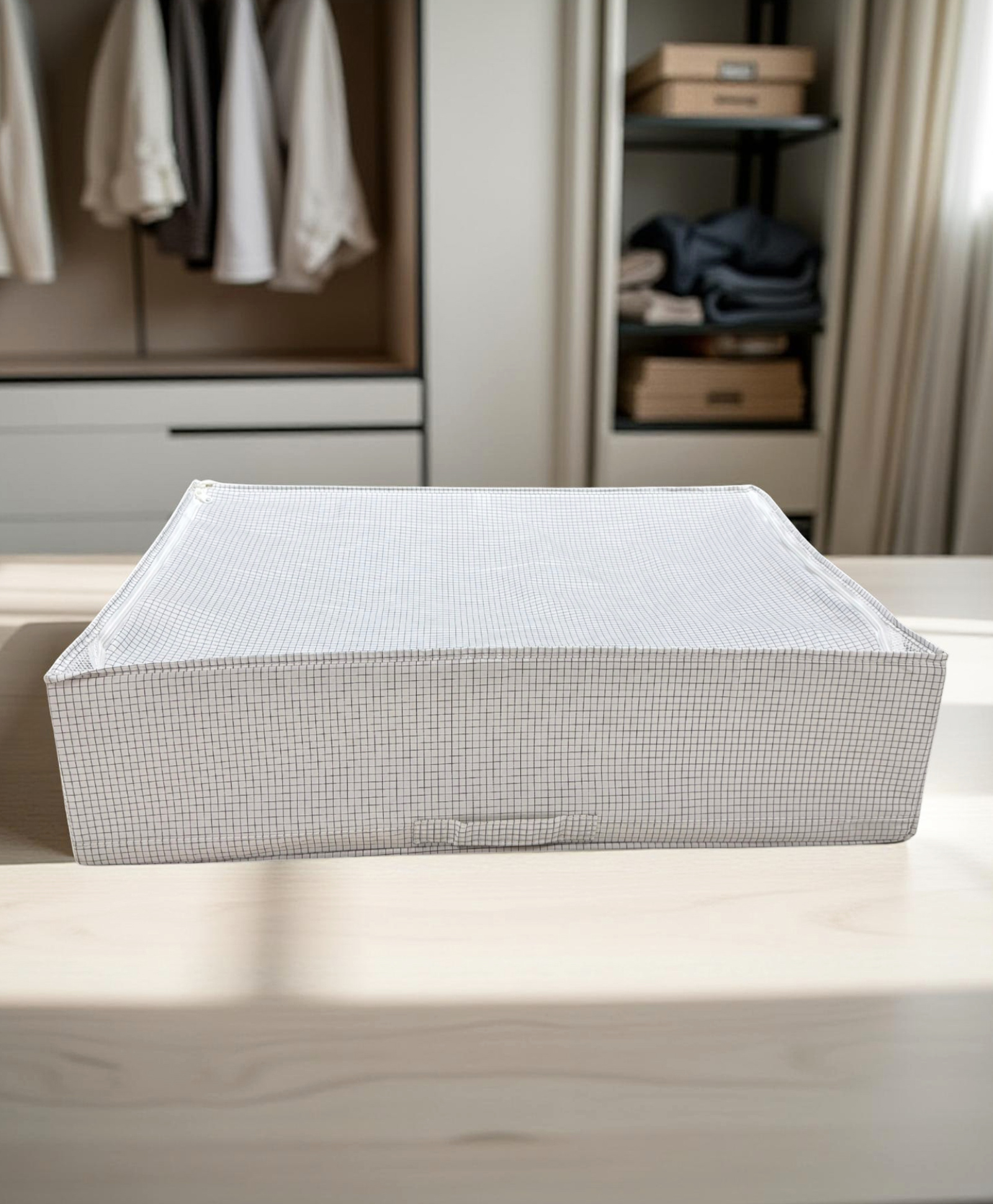 STOR Polyester Storage Organizer | Zip Lid, Foldable & Washable | Space-Saving for Closet & Under-Bed | White-picture-20