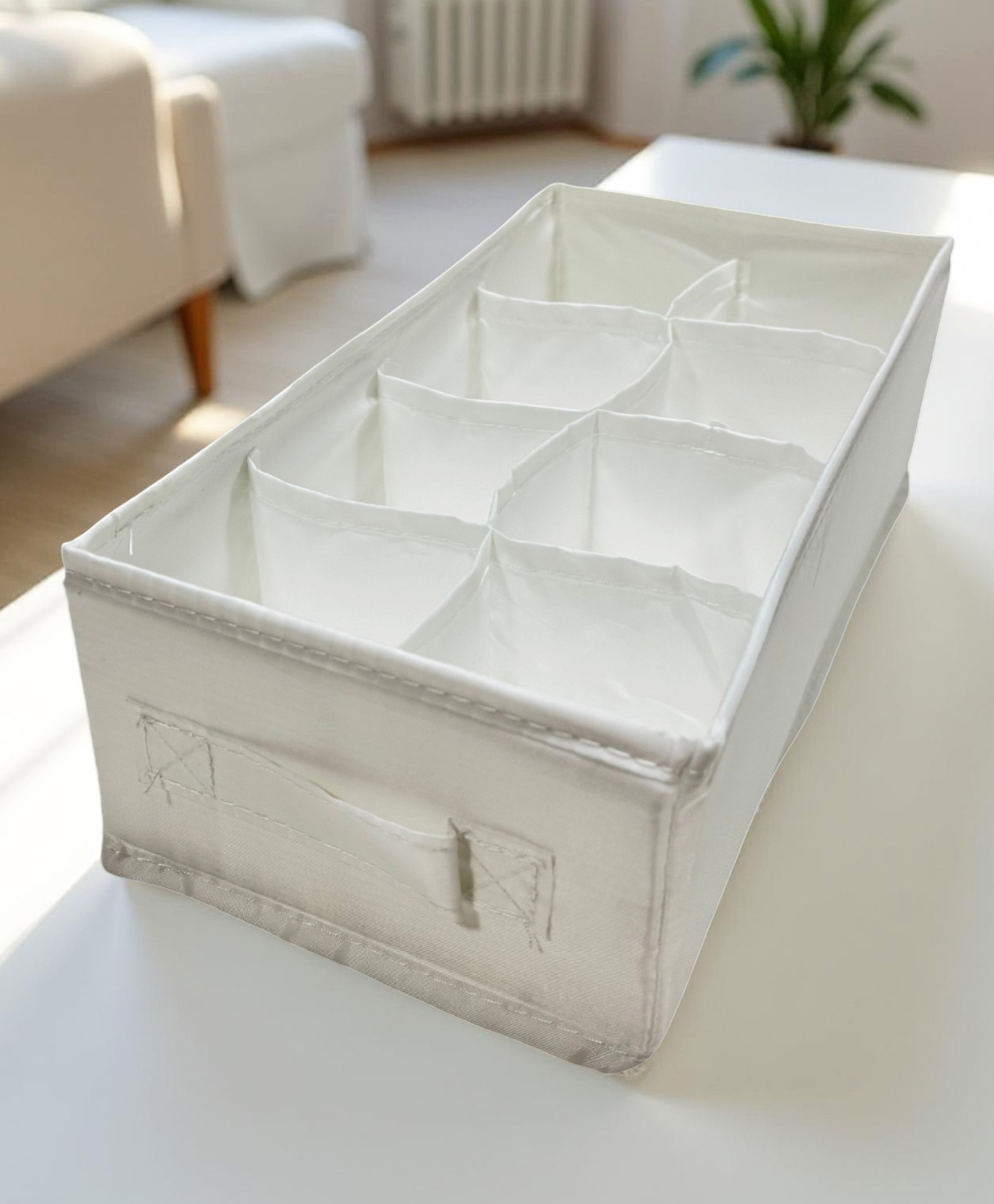 STOR Polyester Storage Organizer | Foldable, Washable & Space-Saving | Compartments for Essentials | White-picture-29