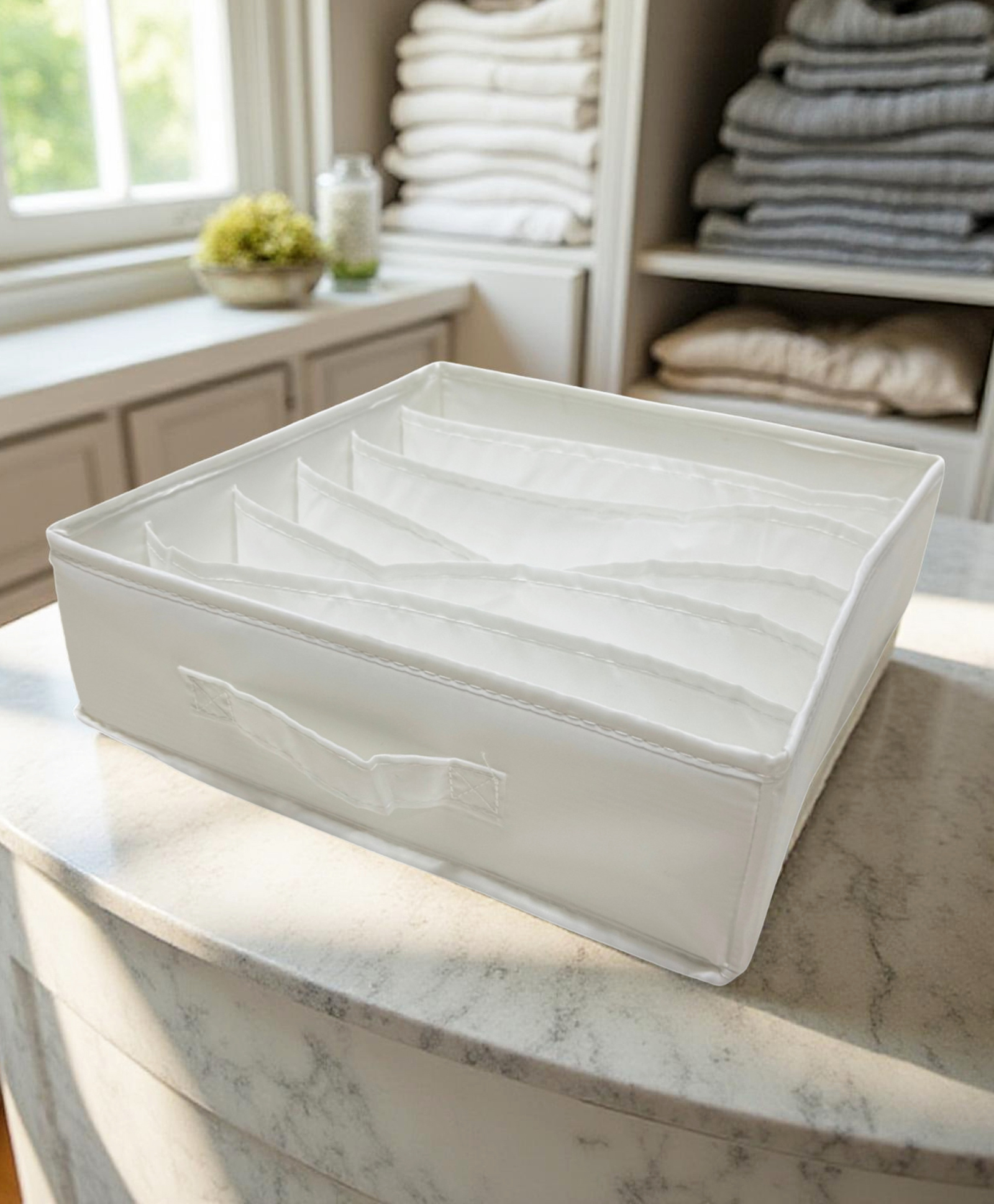 STOR Polyester Storage Organizer | Foldable, Washable & Space-Saving | Compartments for Essentials | White-picture-21