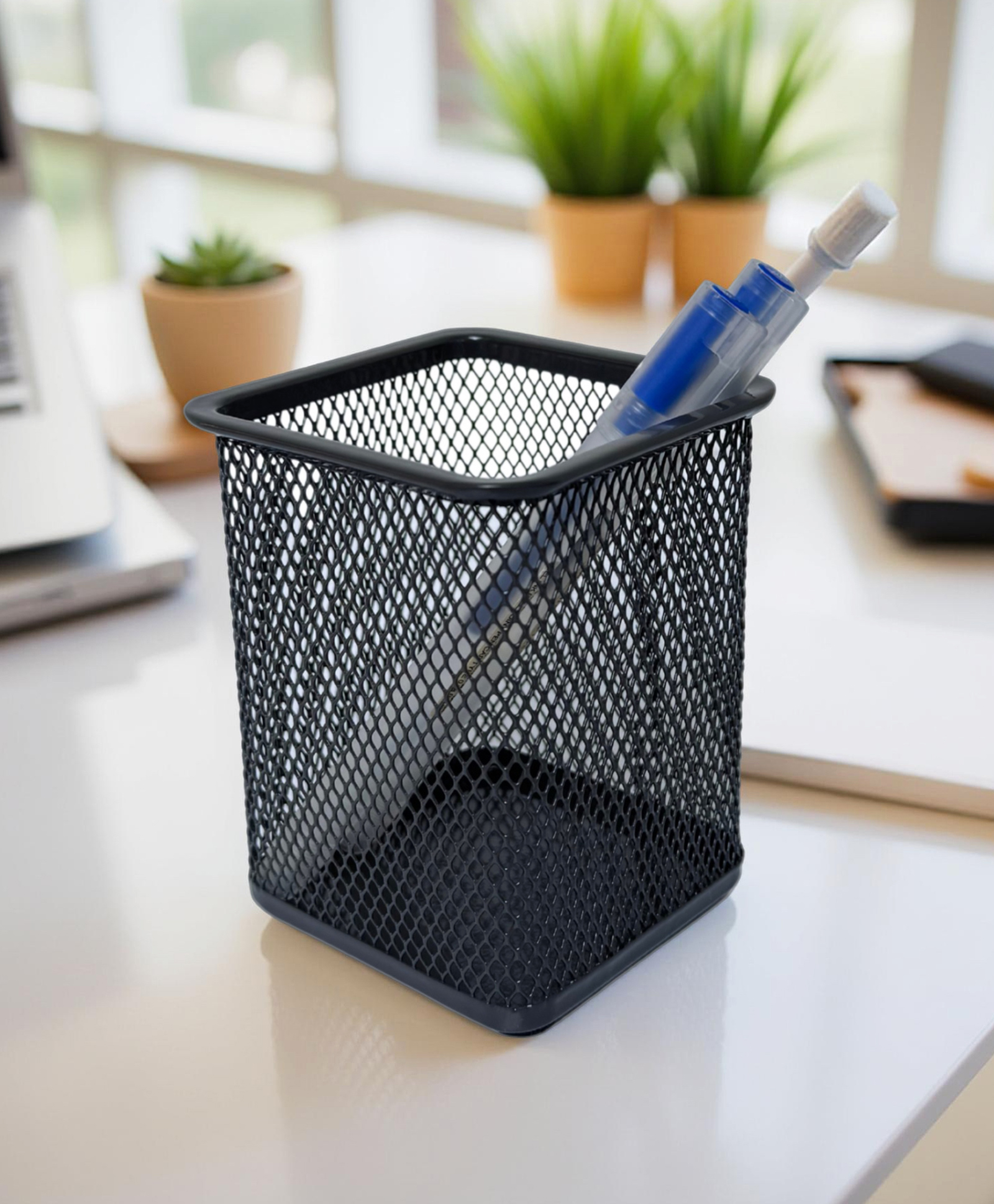 STOR Square Mesh Desk Organizer | Durable Metal Storage for Office Supplies | Ash Gray-image-31