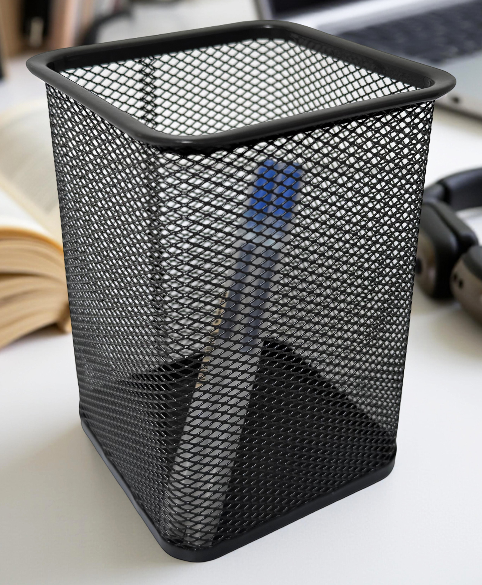 STOR Square Mesh Desk Organizer | Durable Metal Storage for Office Supplies | Ash Gray-image-42