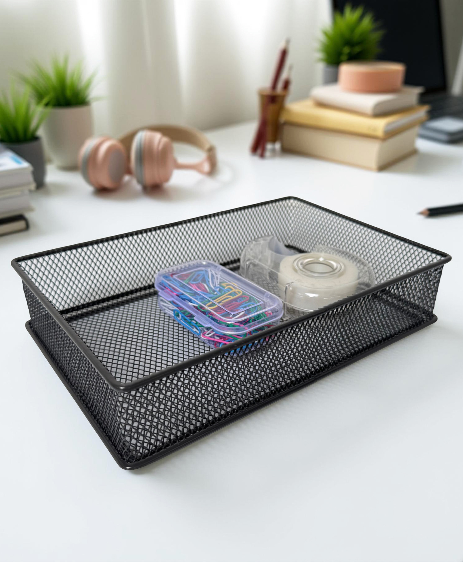 STOR Stackable Mesh Organizer | Sturdy Metal, Open-Mesh Space-Saving Storage for Home & Office | Ash Gray-image-37