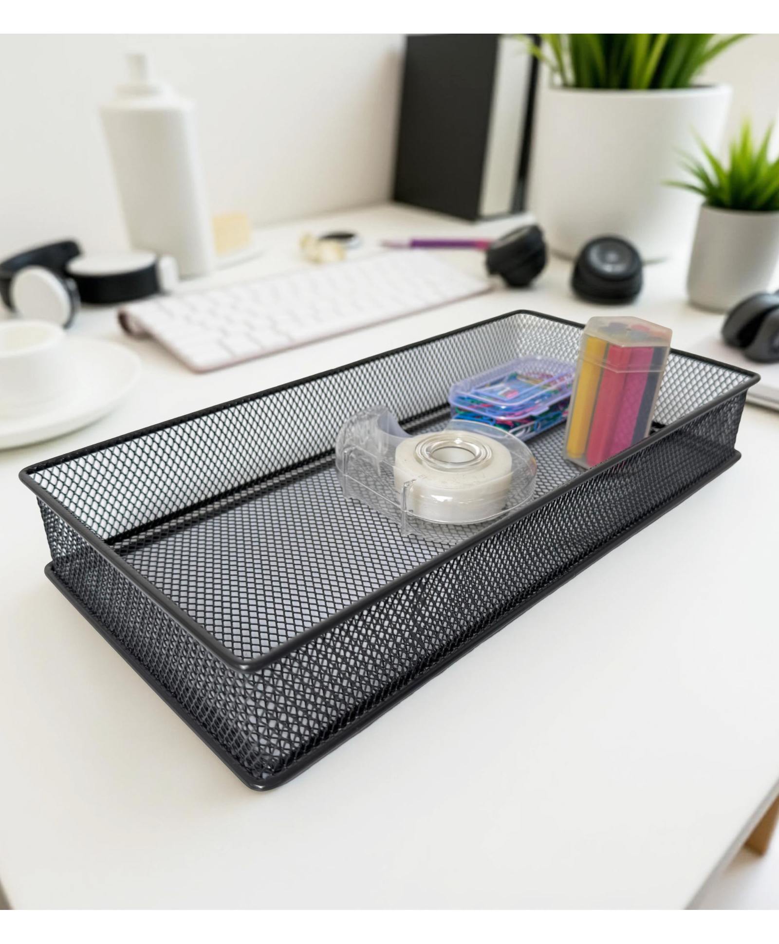 STOR Stackable Mesh Organizer | Sturdy Metal, Open-Mesh Space-Saving Storage for Home & Office | Ash Gray-image-38