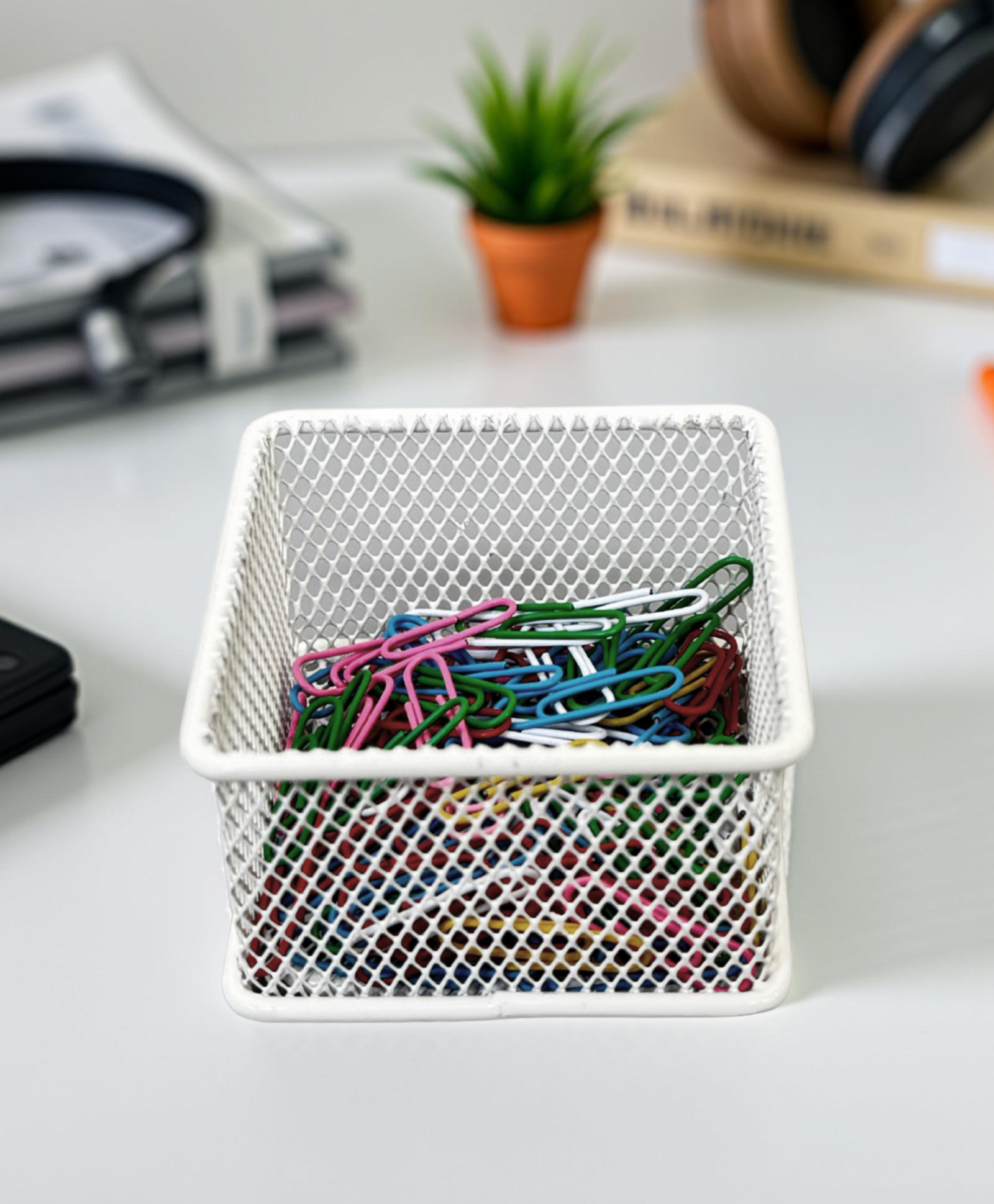 STOR Stackable Mesh Organizer | Sturdy Metal, Open-Mesh Space-Saving Storage for Home & Office | Ecru White-image-47