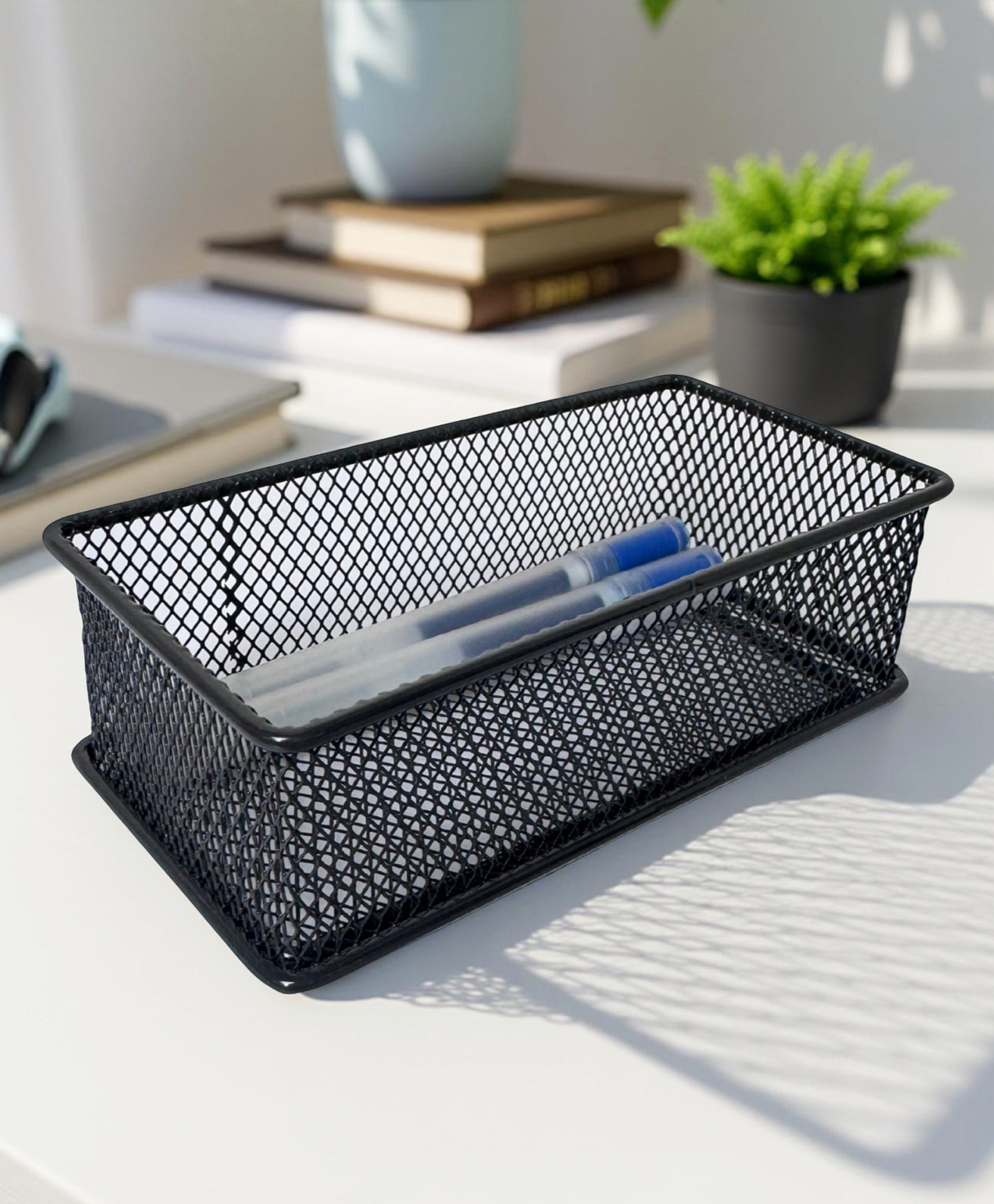 STOR Stackable Mesh Organizer | Sturdy Metal, Open-Mesh Space-Saving Storage for Home & Office | Ash Gray-image-35