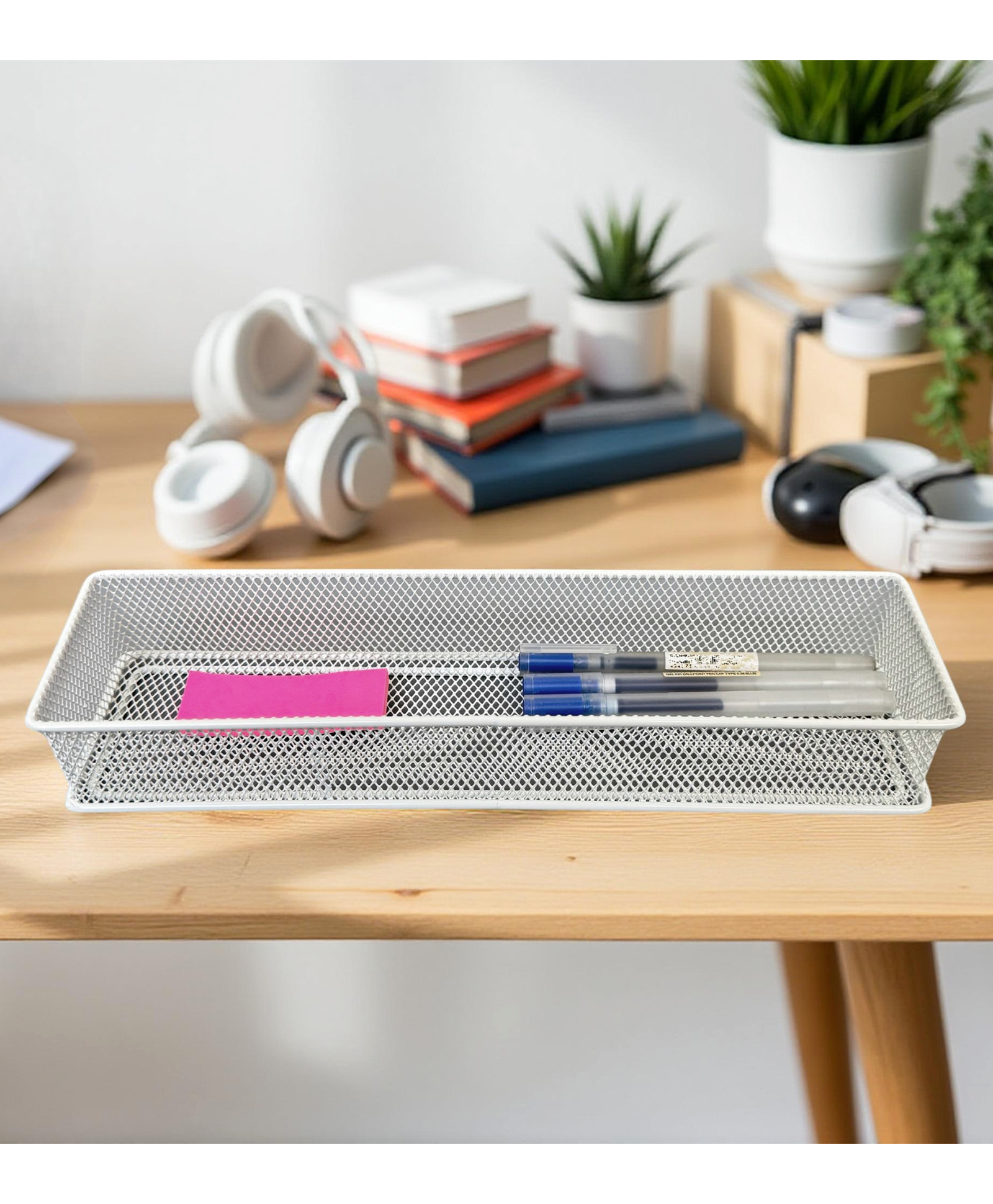 STOR Stackable Mesh Organizer | Sturdy Metal, Open-Mesh Space-Saving Storage for Home & Office | Ecru White-image-45