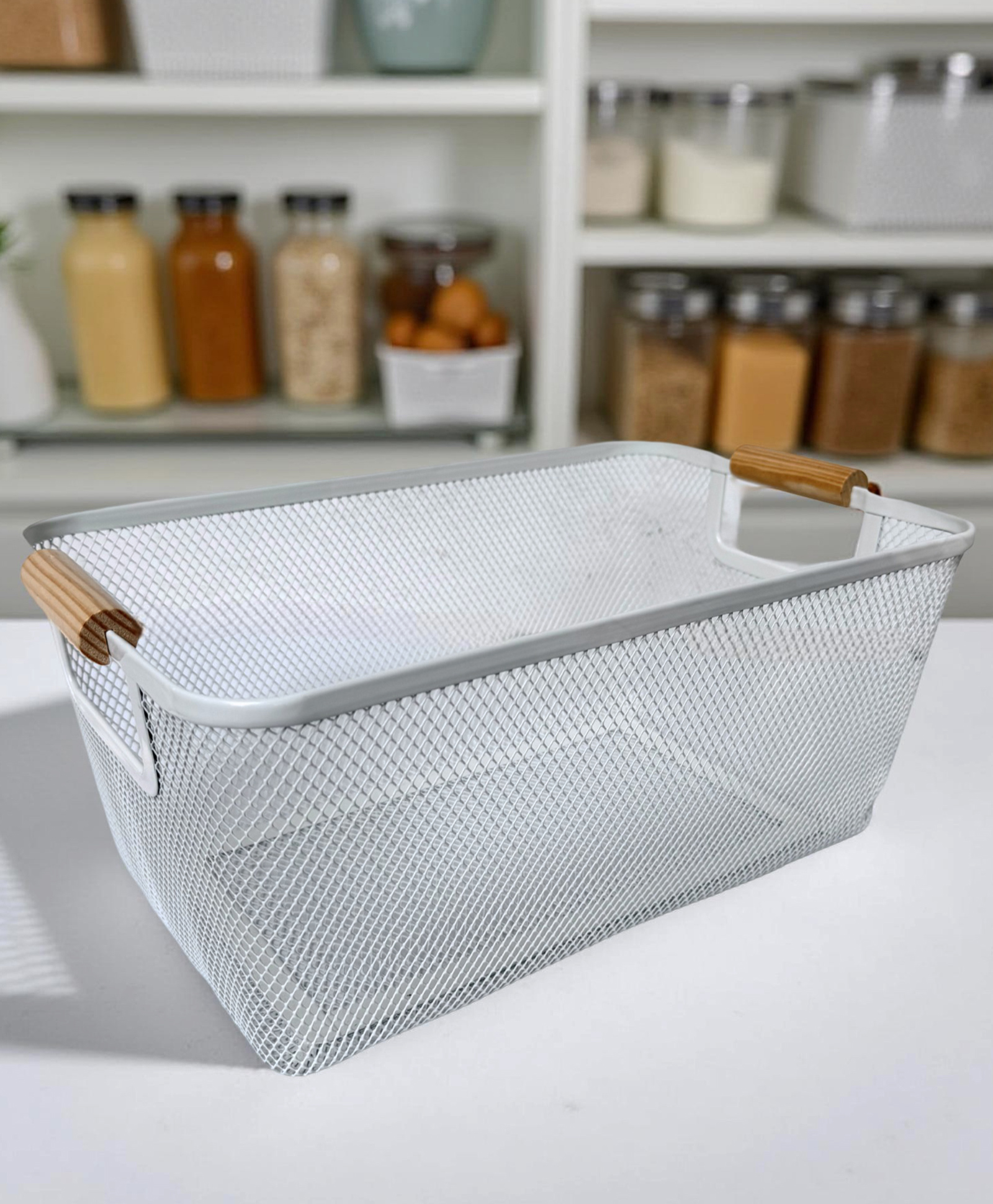 STOR Mesh Storage Basket 14L | Durable Metal, Open-Mesh Space-Saving Organizer | Ash Gray-image-25