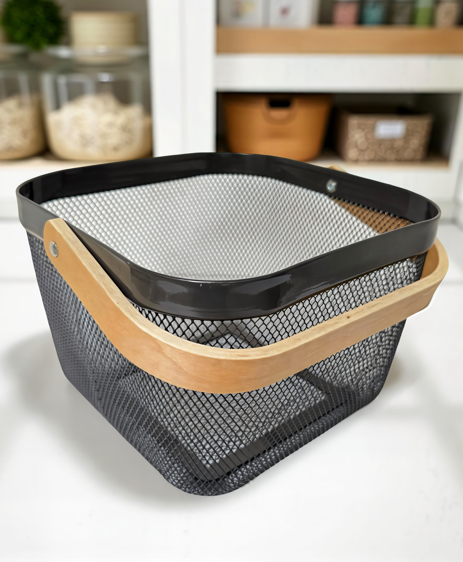 STOR Square Mesh Storage Basket 10L | Durable Metal, Open-Mesh Space-Saving Organizer | Ash Gray-image-29