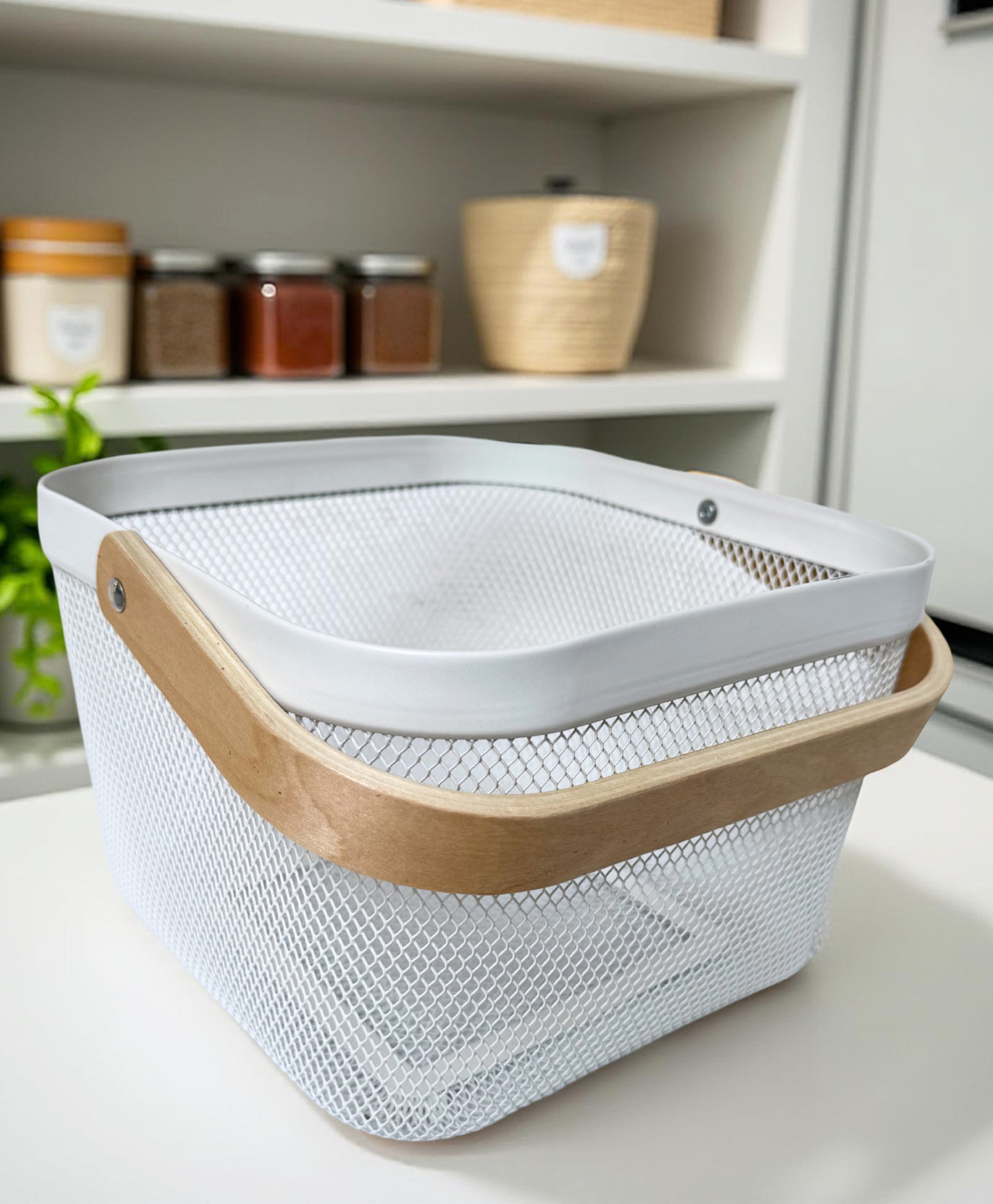 STOR Square Mesh Storage Basket 10L | Durable Metal, Open-Mesh Space-Saving Organizer | Ash Grey-image-15