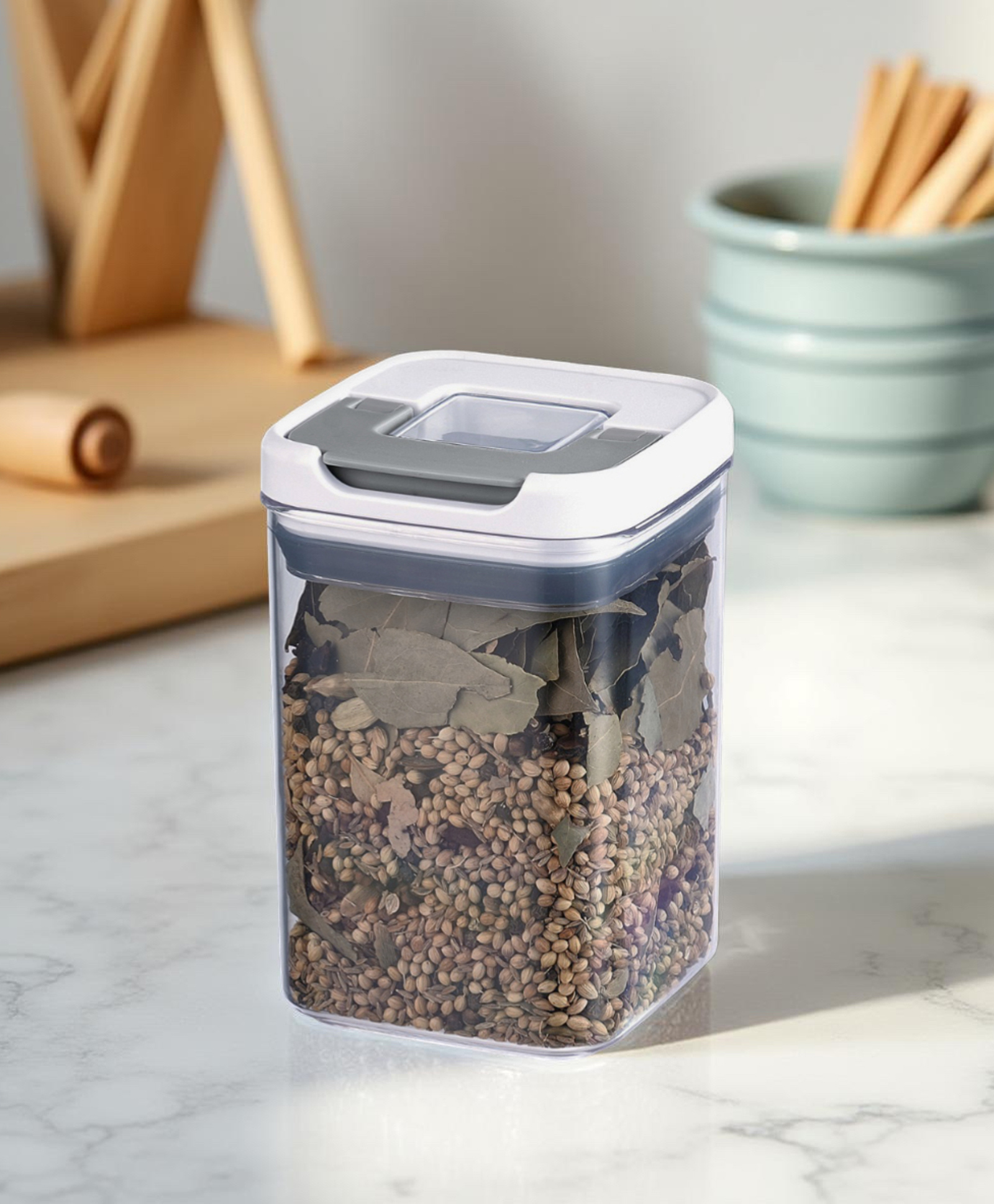 STOR Dry Food Storage Container 800 ml | Airtight, Flip-Lock Lid, Stackable | Set of 1 | Transparent-image-41