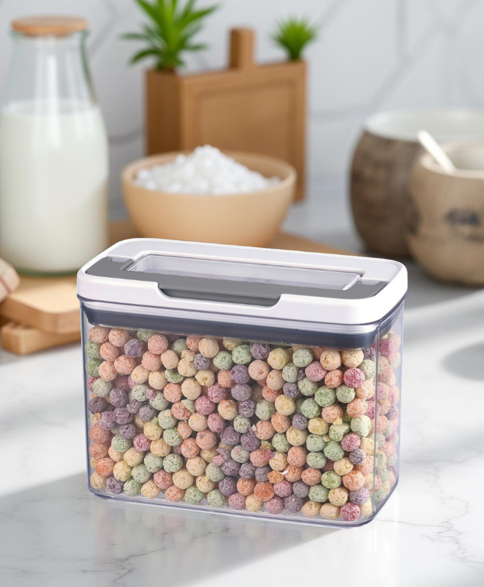 STOR Dry Food Storage Container 1.8L | Airtight, Flip-Lock Lid, Stackable | Set of 1 | Transparent-picture-31