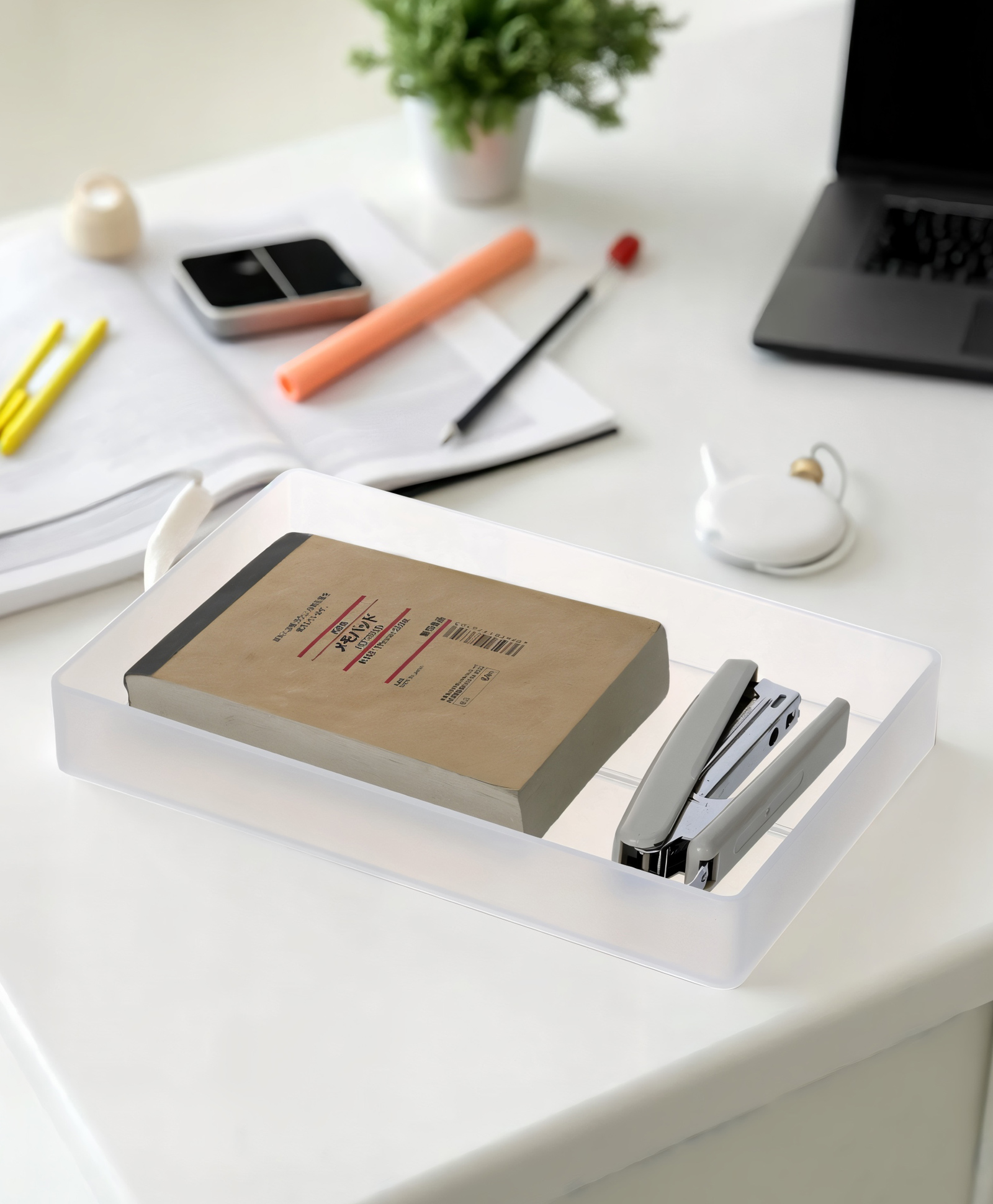 STOR Stackable Polypropylene Organiser | Ideal for Closet, Kitchen, Office & Bathroom | White | Set of 2-image-21