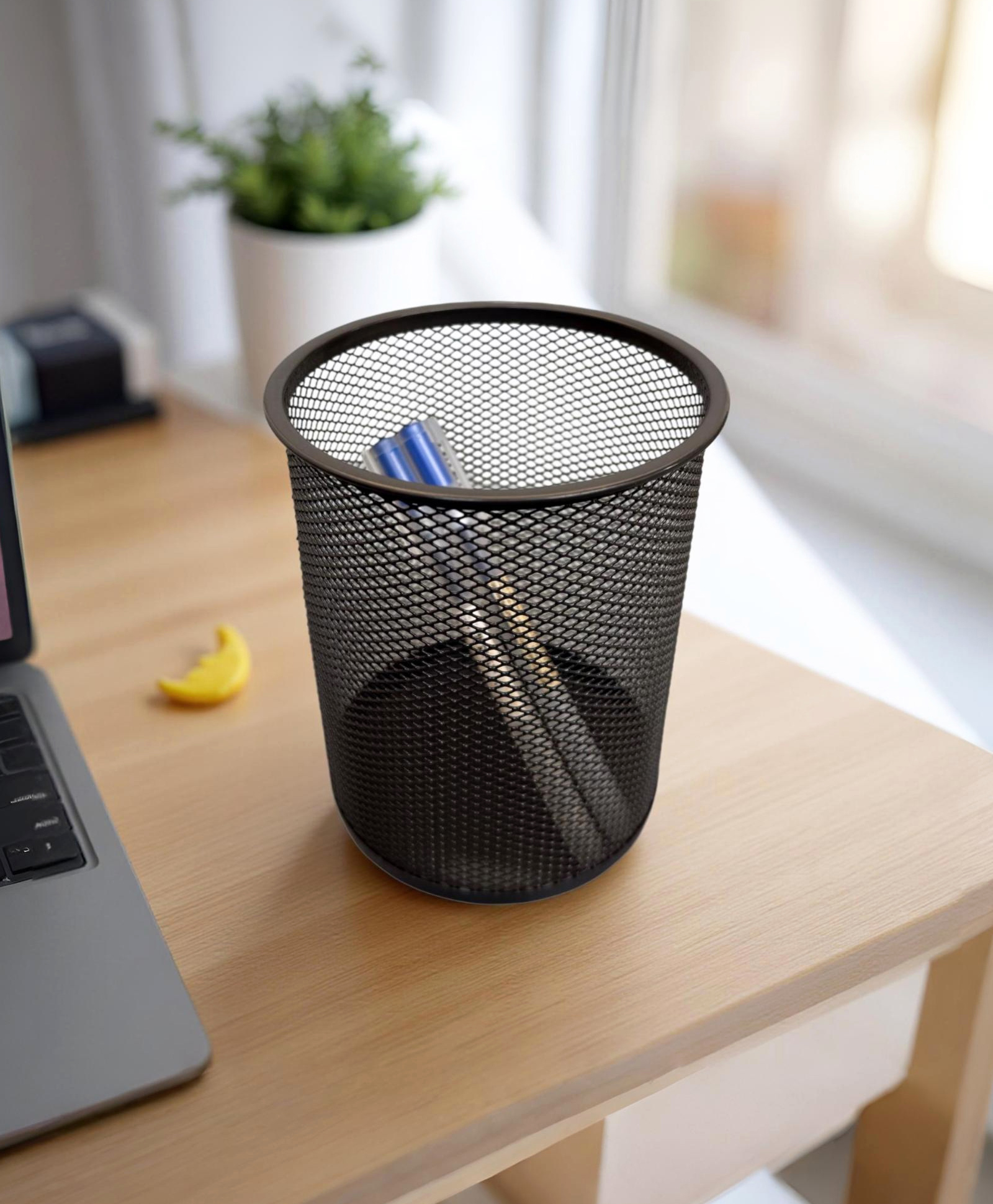 STOR Round Mesh Desk Organizer | Durable Metal Storage for Office Supplies | Ash Gray | Set of 2-image-28
