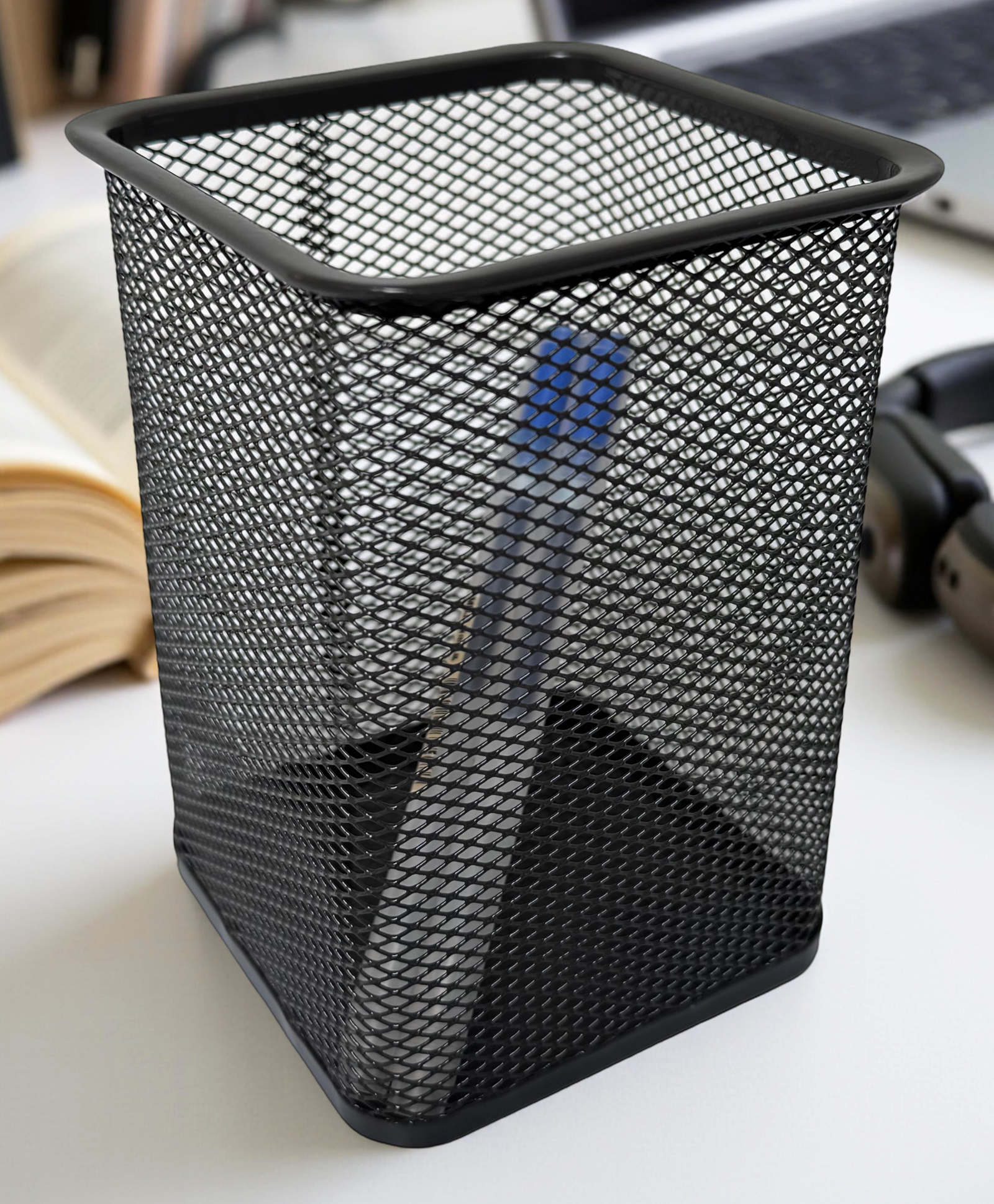 STOR Square Mesh Desk Organizer | Durable Metal Storage for Office Supplies | Ash Gray | Set of 2-picture-38