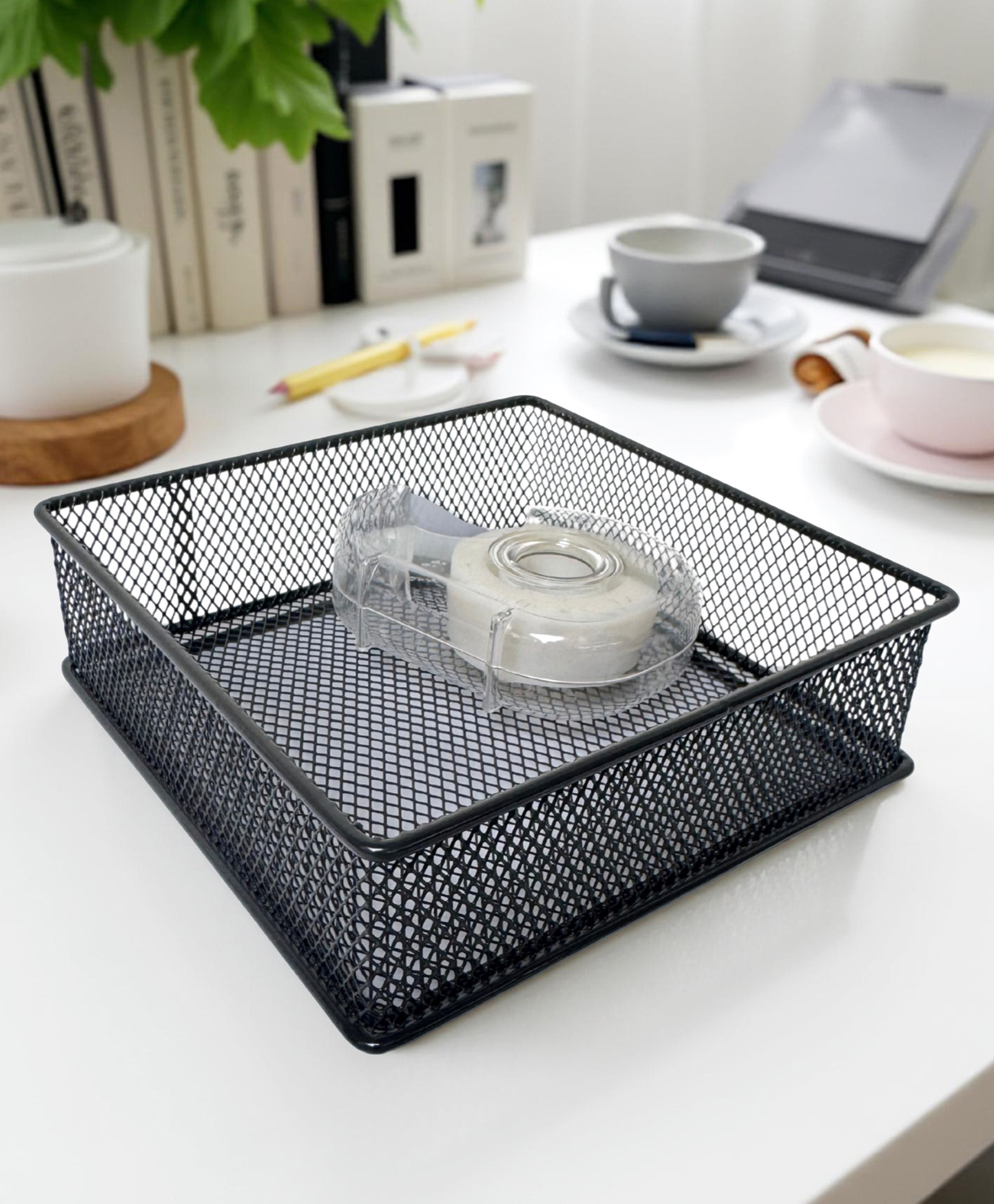 STOR Stackable Mesh Organizer | Sturdy Metal, Open-Mesh Storage for Home & Office | Ash Gray | Set of 2-image-43