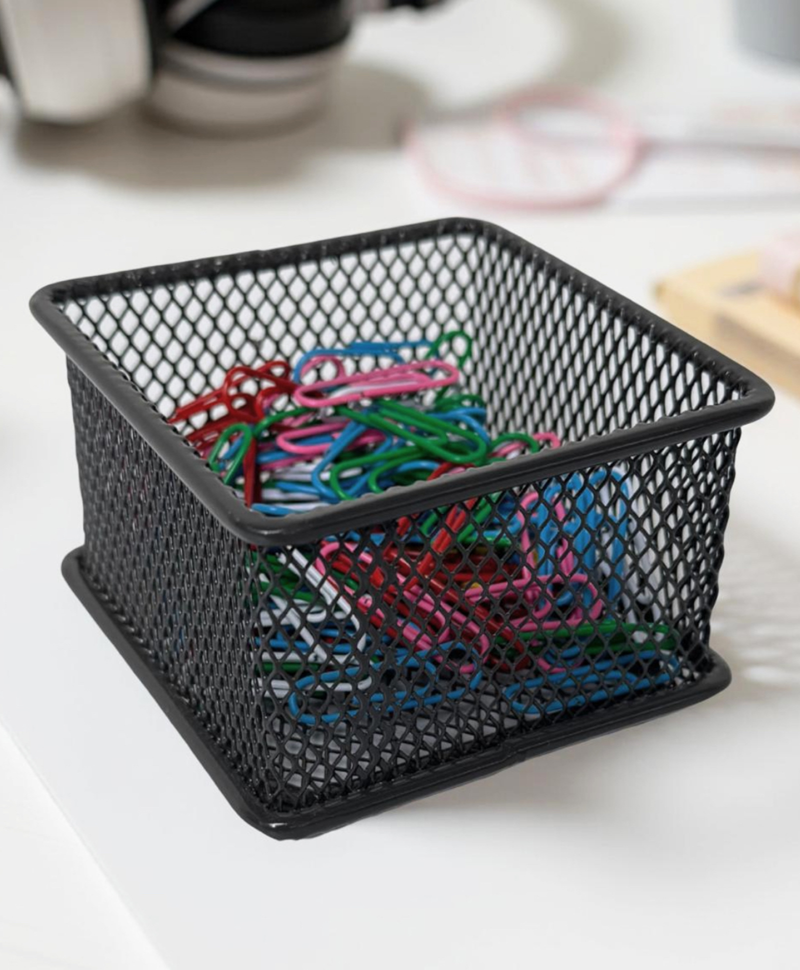 STOR Stackable Mesh Organizer | Sturdy Metal, Open Mesh Storage for Home & Office | Ash Gray | Set of 3-image-26