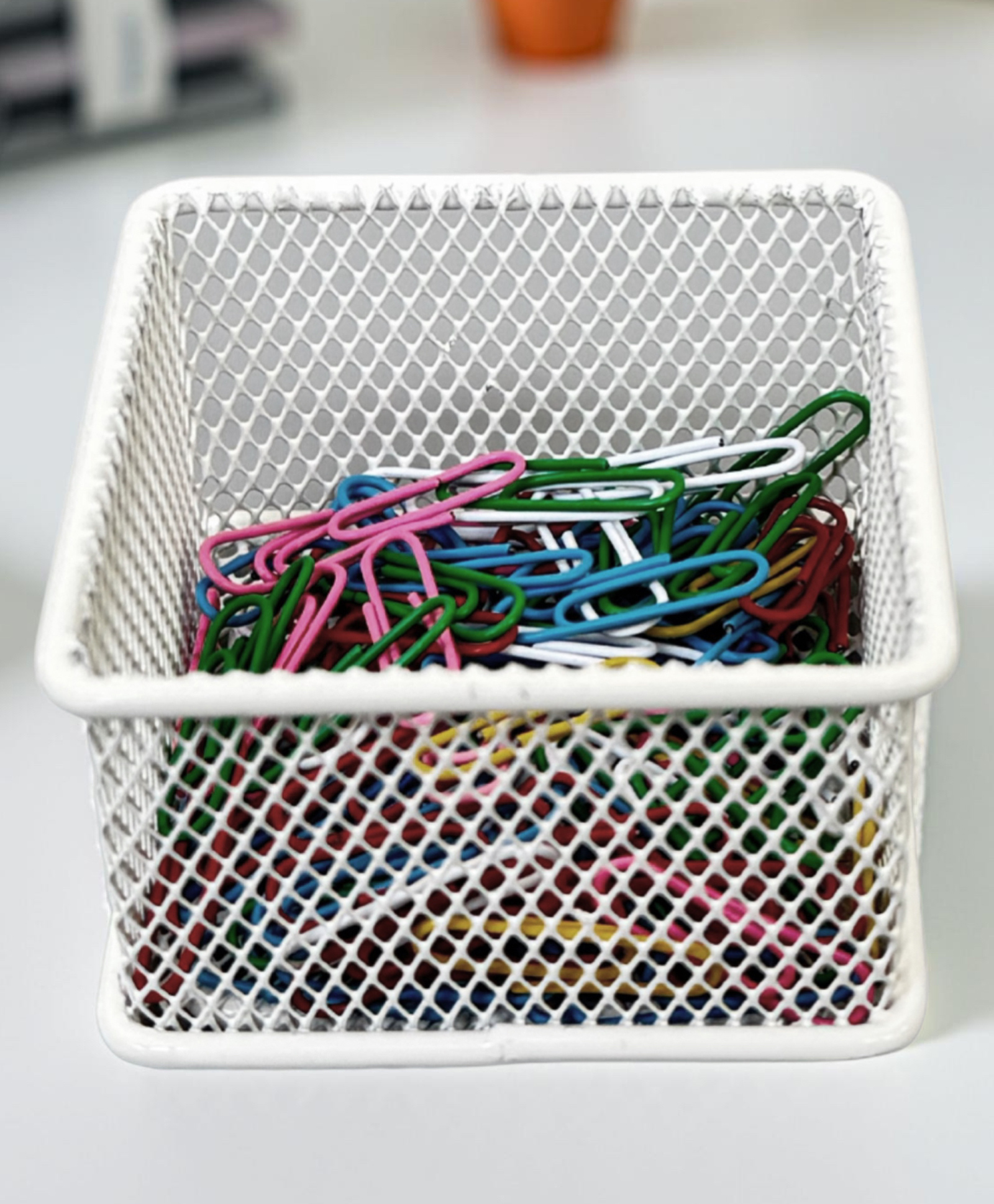 STOR Stackable Mesh Organizer | Sturdy Metal, Open Mesh Storage for Home & Office | Ecru White | Set of 3-image-40