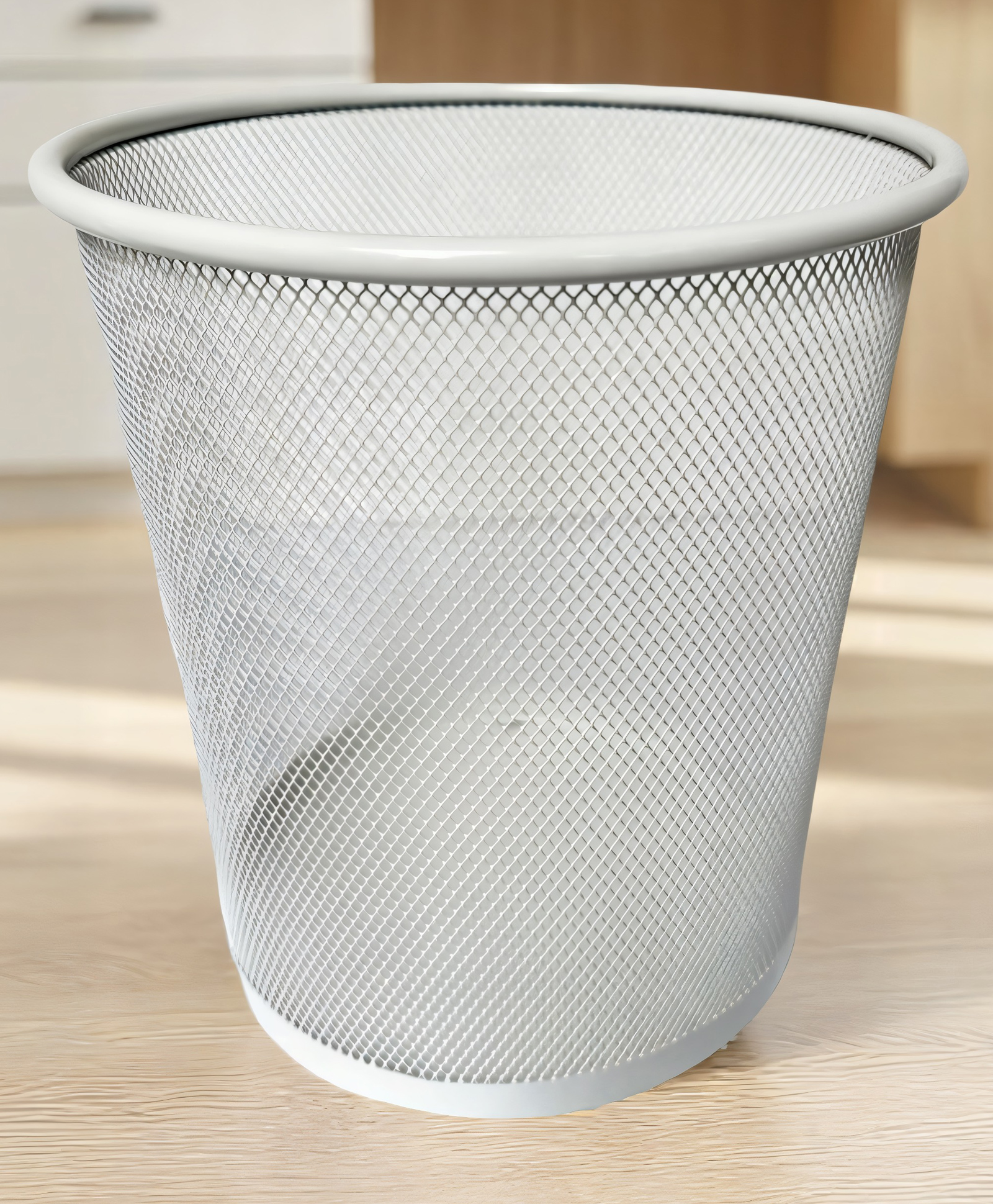 STOR Round Mesh Trash Can 7L | Rust-Proof Metal & Lightweight | Set of 2 | Ecru White-image-8