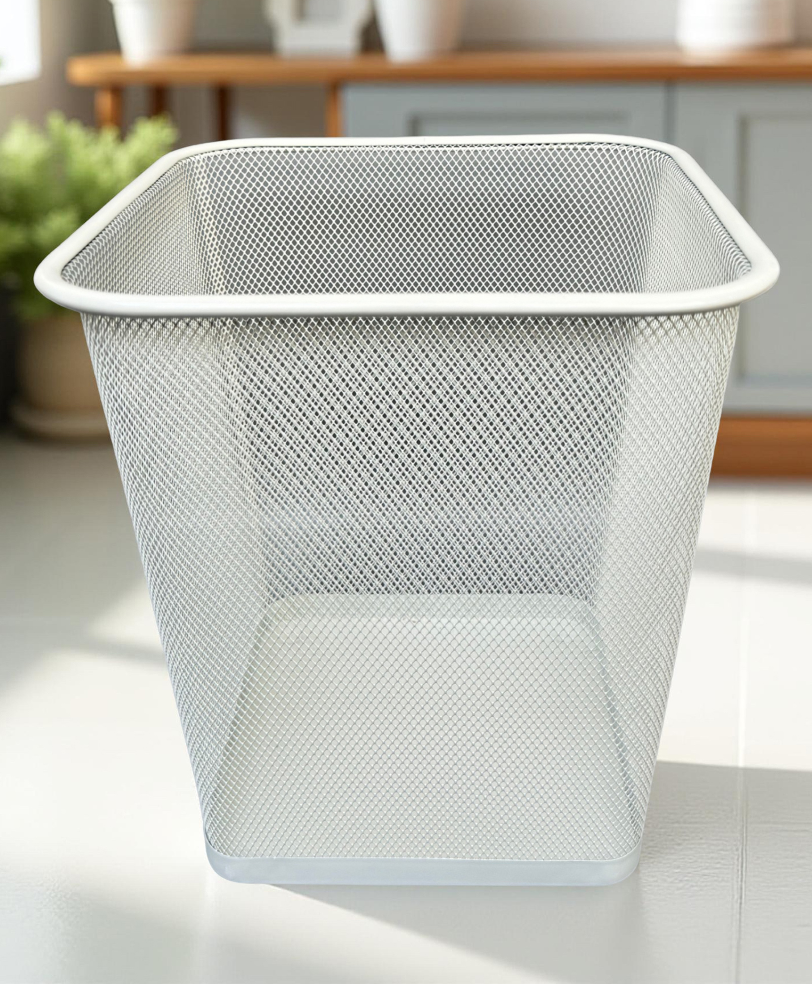 STOR Round Mesh Trash Can 14L | Rust-Proof Metal & Lightweight | Set of 2 | Ecru White-image-39