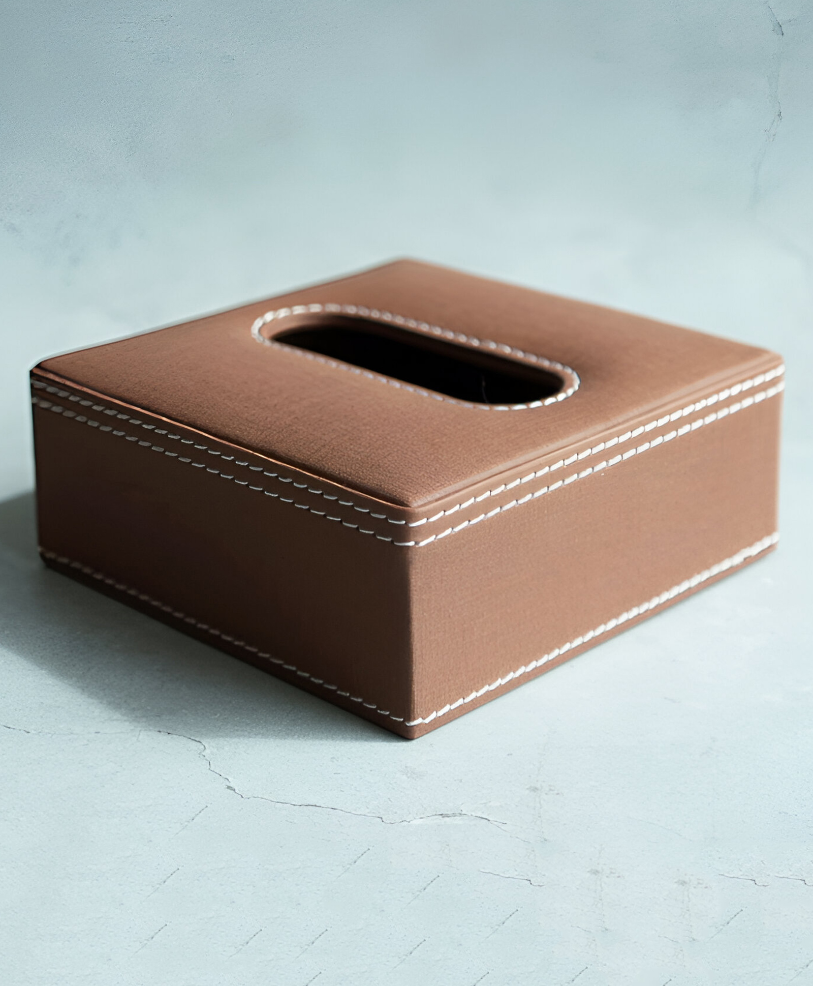 STOR PU Leather Square Tissue Box Holder | Ideal for Home & Office | Umber Brown-image-12
