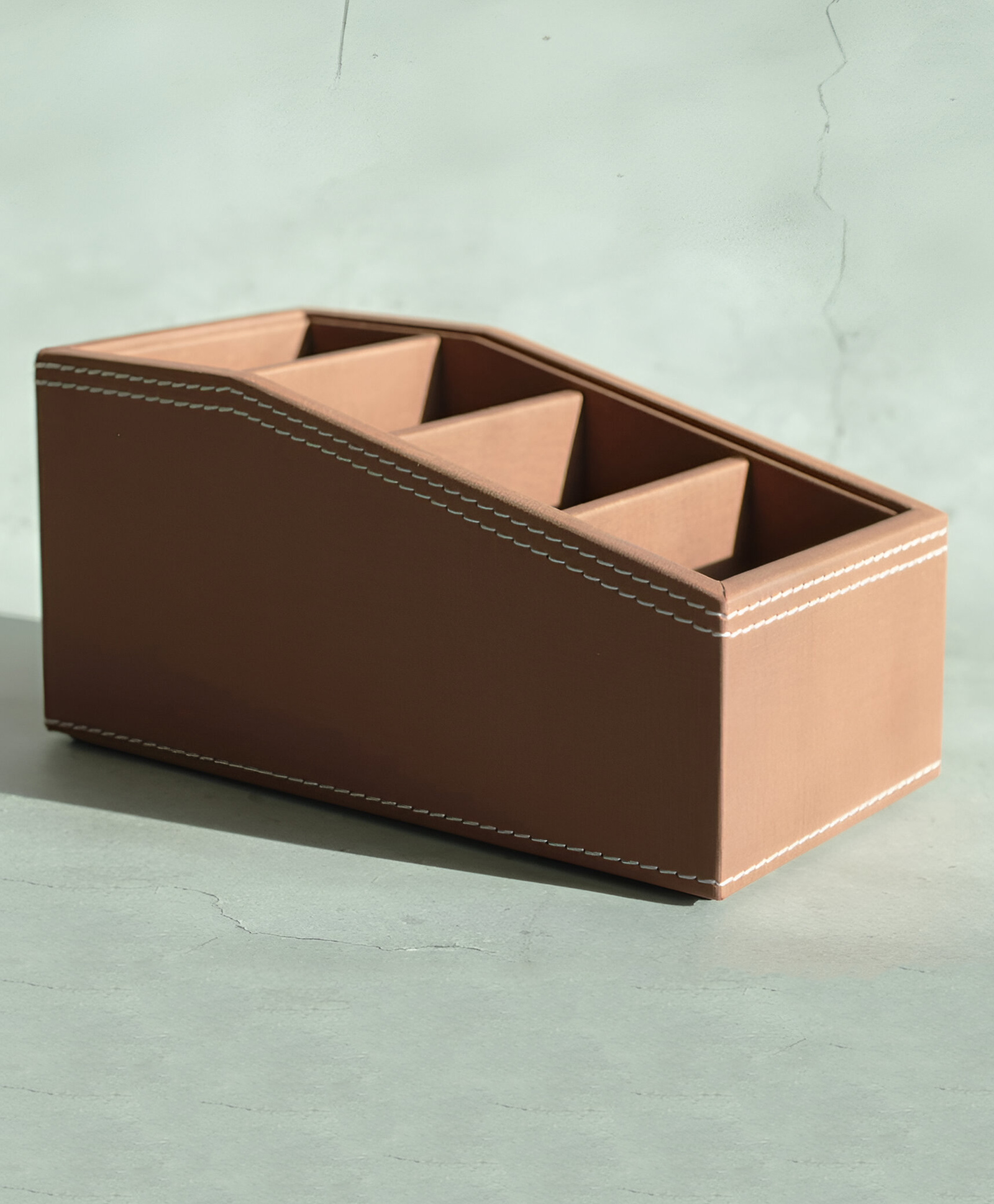STOR PU Leather Remote Control Organizer | Holder for Remotes & Gadgets | Umber Brown-image-7