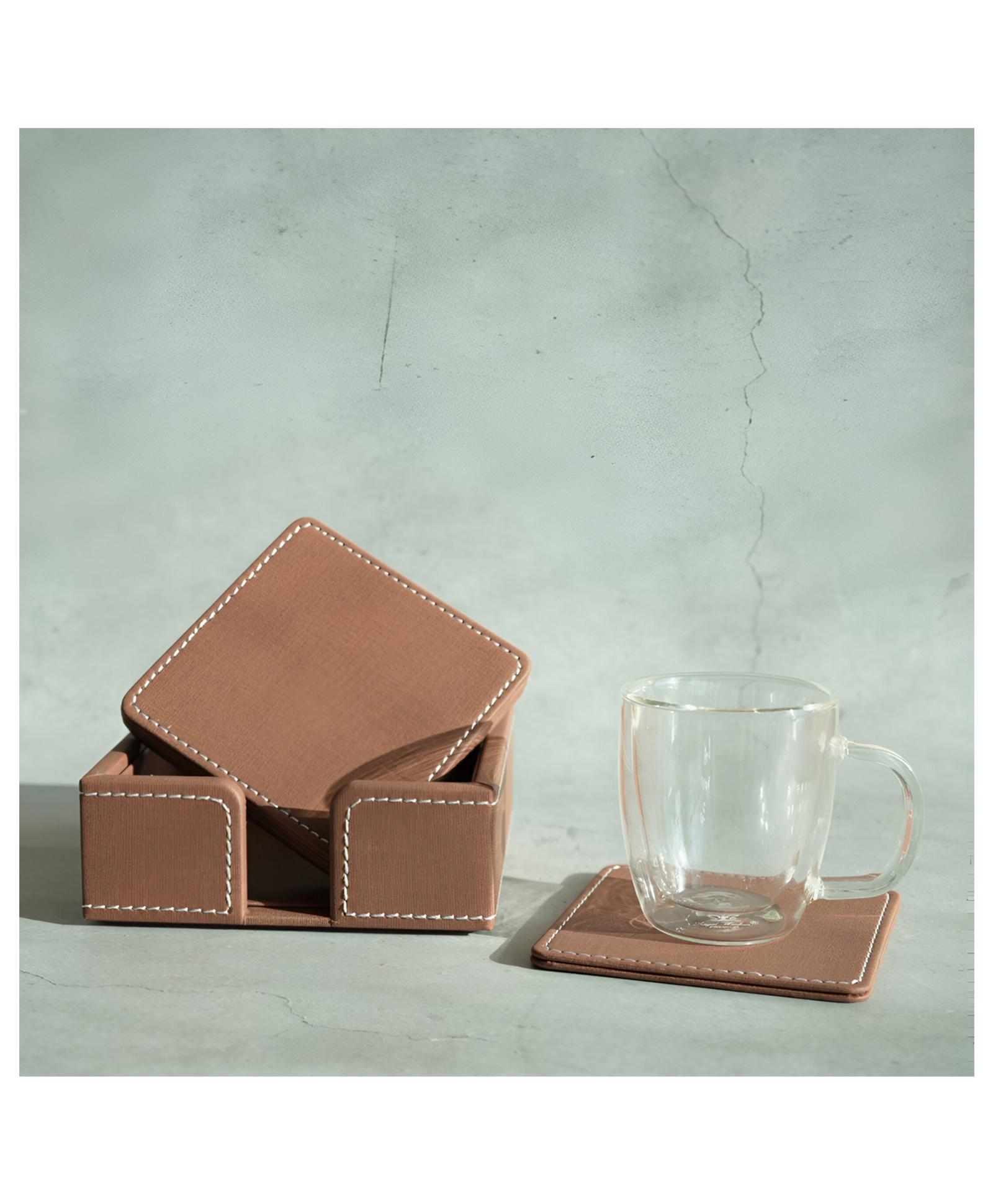 STOR PU Leather Coaster Set | Set of 6 Drink Coasters for Home & Office | Umber Brown-picture-20